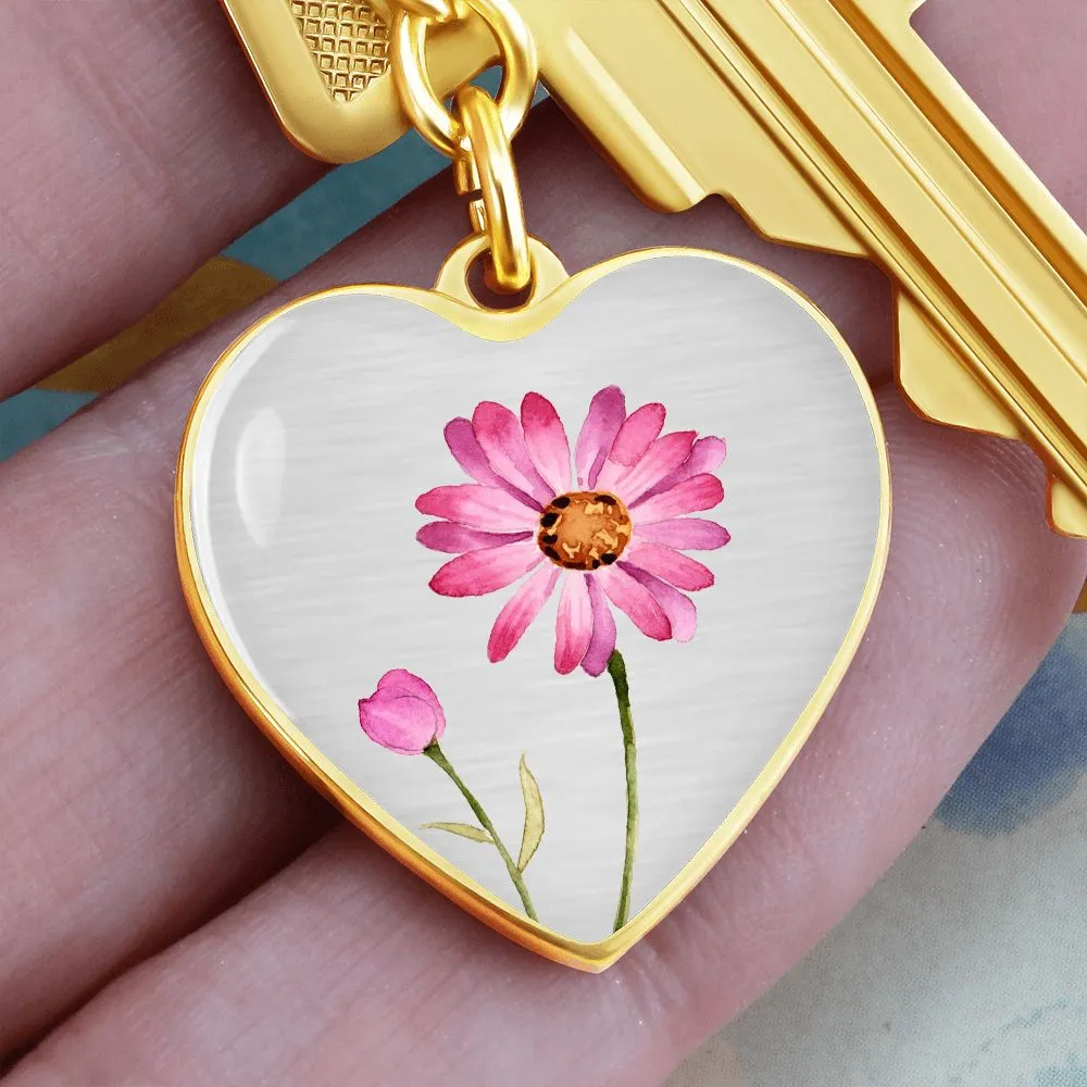 April Birth Flower Keychain, Daisy Keychain, Birth Month Flower Keychain, Birthday Gift For Her, Gift for Daughter, Sister, New Mom Gift - Silver
