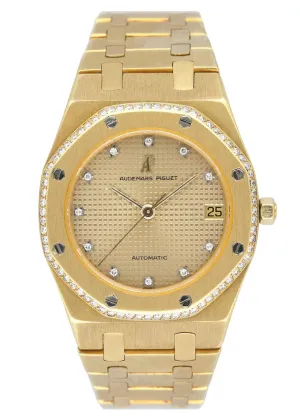 Audemars Piguet Royal Oak Diamond Champagne Dial 18K Yellow Gold Mens Watch