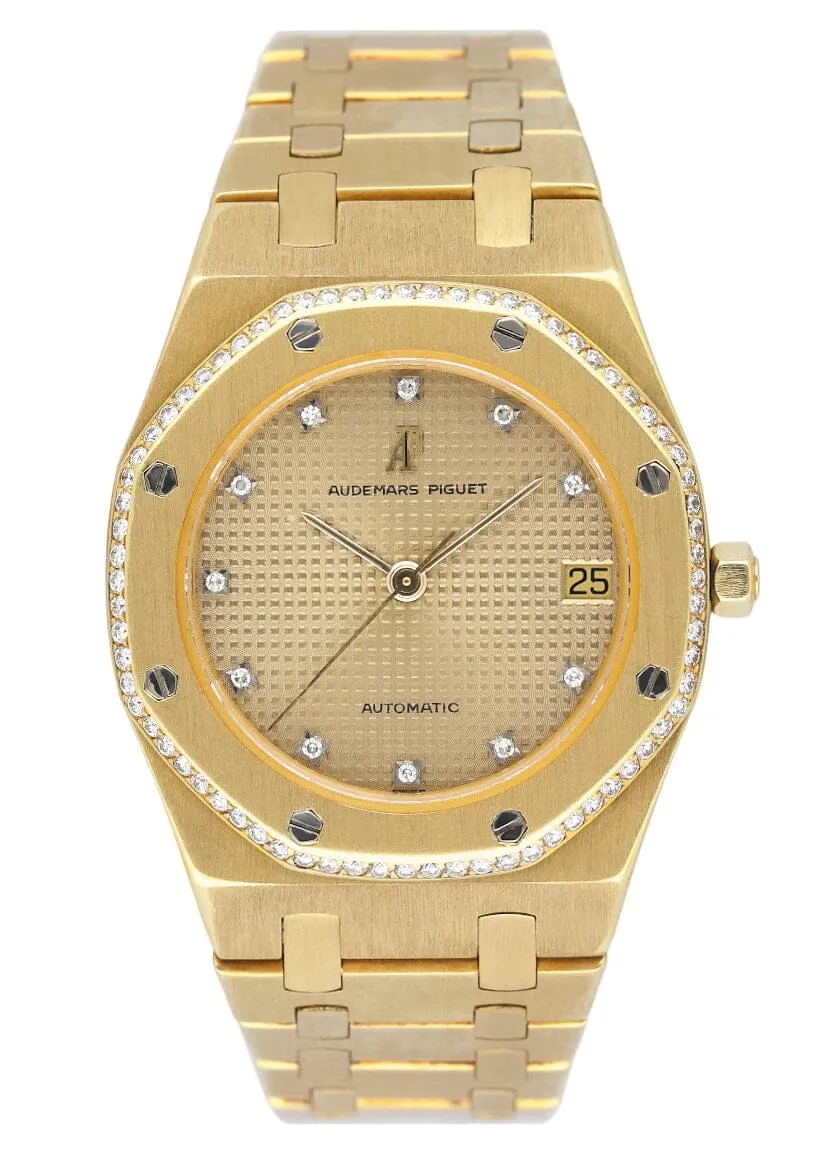 Audemars Piguet Royal Oak Diamond Champagne Dial 18K Yellow Gold Mens Watch