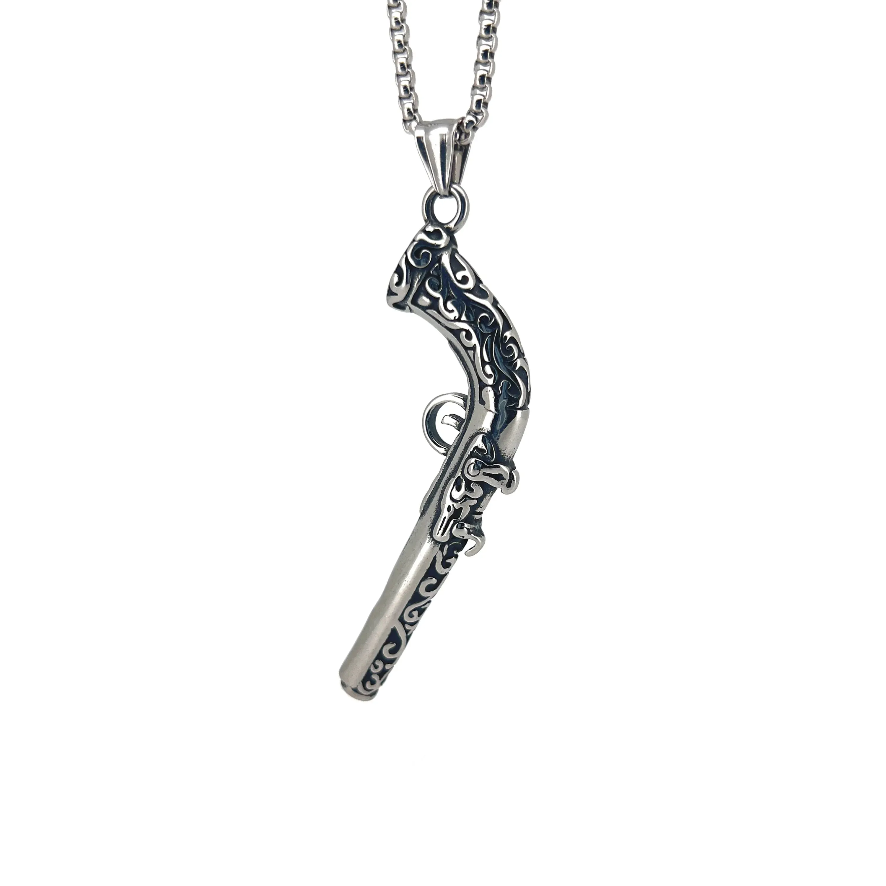 Bastien Stainless Steel Pistoleer Pendant & Chain