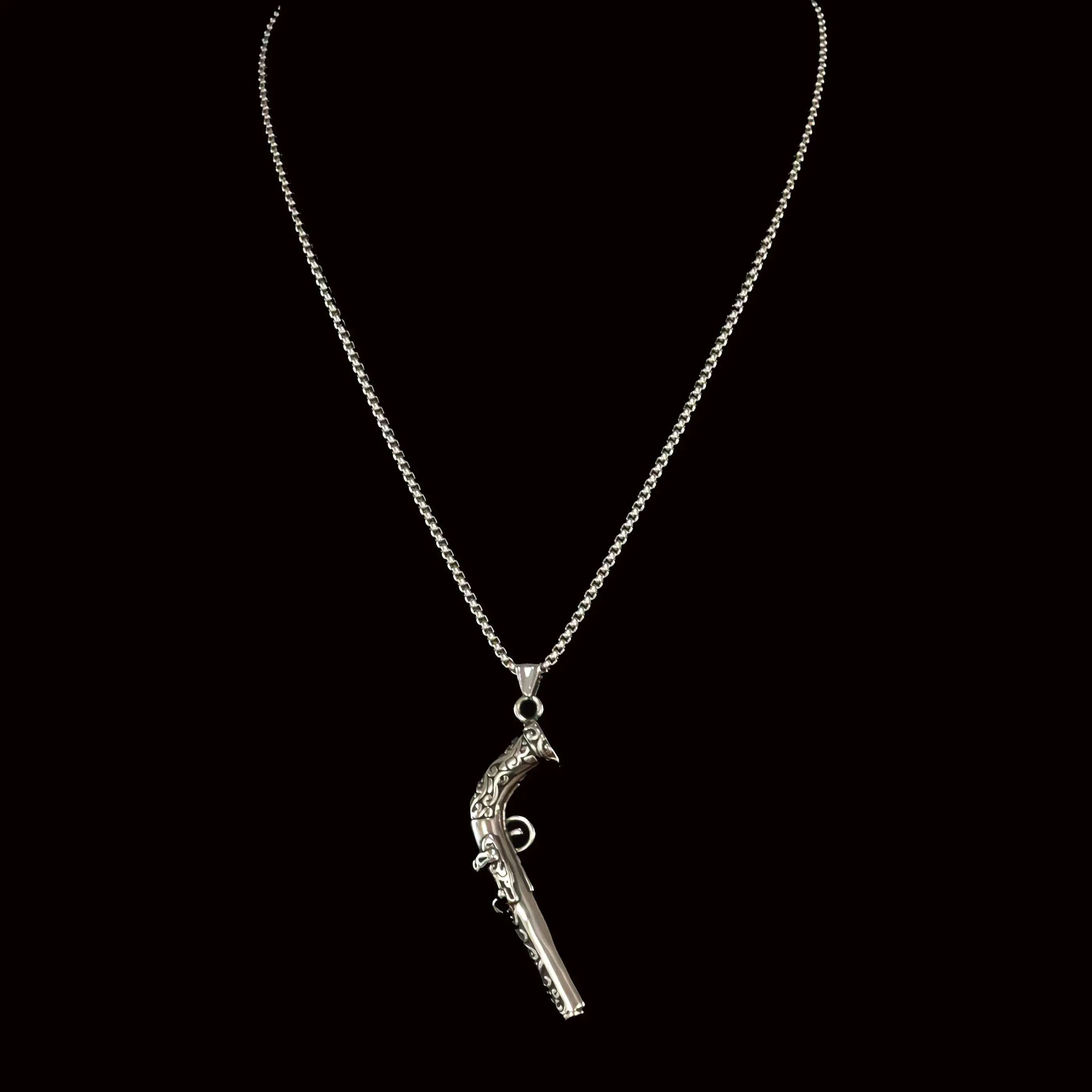 Bastien Stainless Steel Pistoleer Pendant & Chain