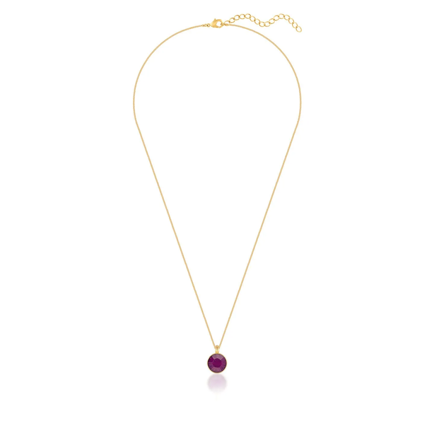 Bella Pendant Necklace with Purple Amethyst Round Crystals from Swarovski Gold Plated