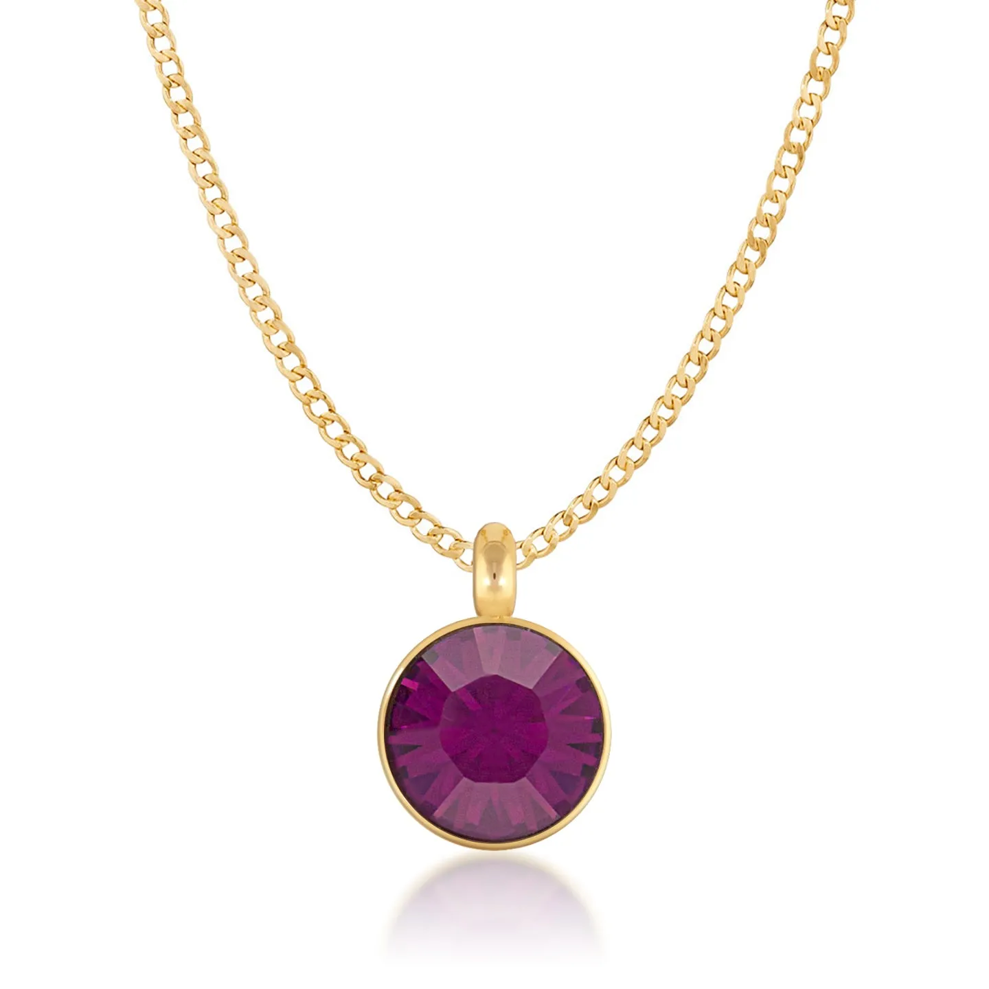 Bella Pendant Necklace with Purple Amethyst Round Crystals from Swarovski Gold Plated