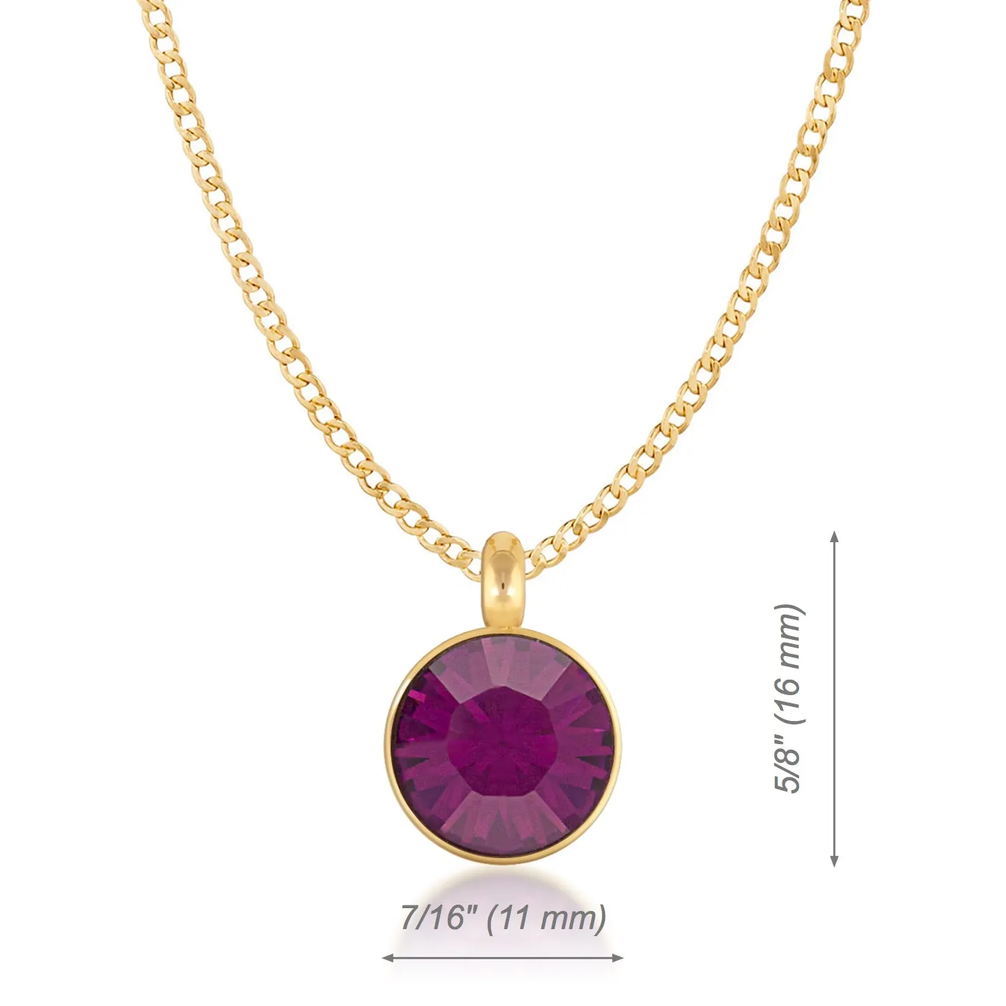 Bella Pendant Necklace with Purple Amethyst Round Crystals from Swarovski Gold Plated