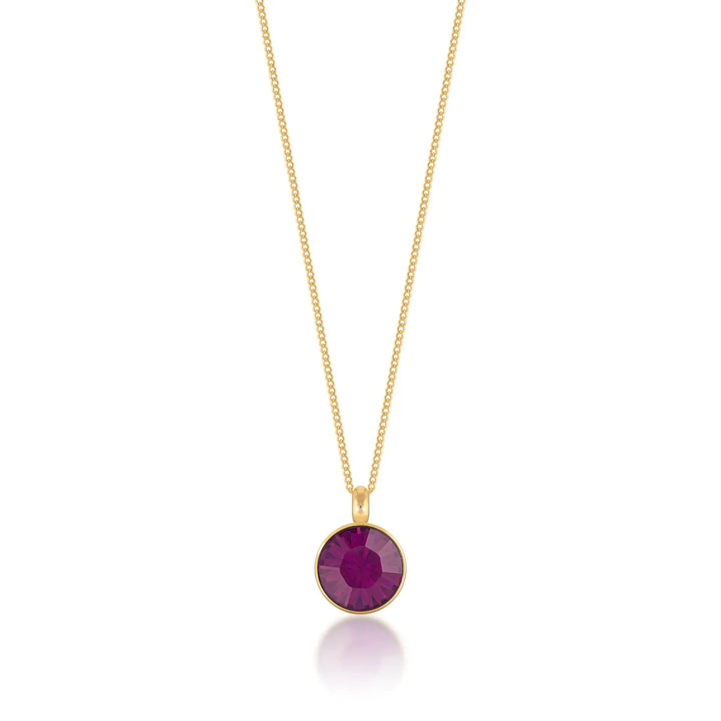 Bella Pendant Necklace with Purple Amethyst Round Crystals from Swarovski Gold Plated