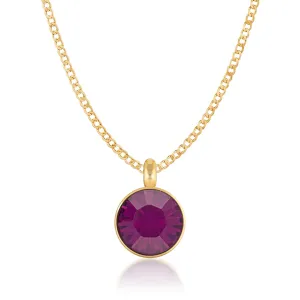 Bella Pendant Necklace with Purple Amethyst Round Crystals from Swarovski Gold Plated
