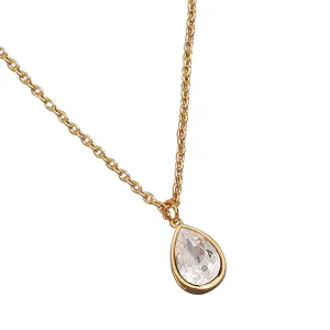 Bezal Set 6x9 MM Pear White Cz Tear Drop 925 Sterling Silver Pendant Necklace