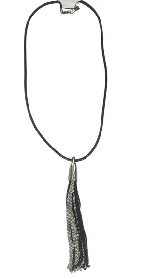Black And Silver Leather Pendant