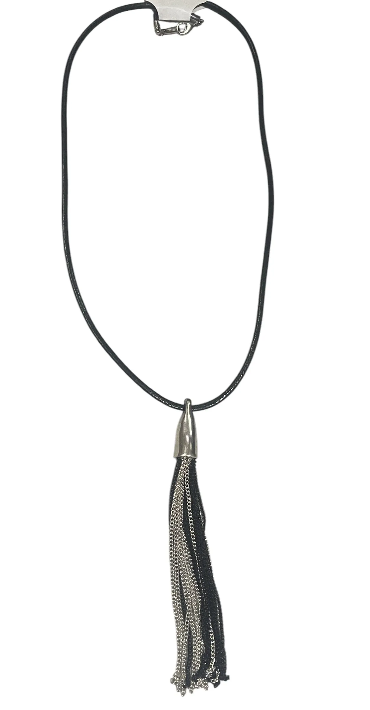 Black And Silver Leather Pendant