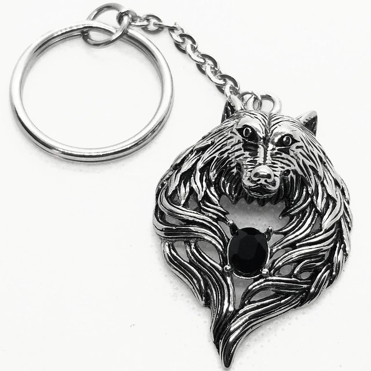 Black Heart Wolf Keychain (#kc019)