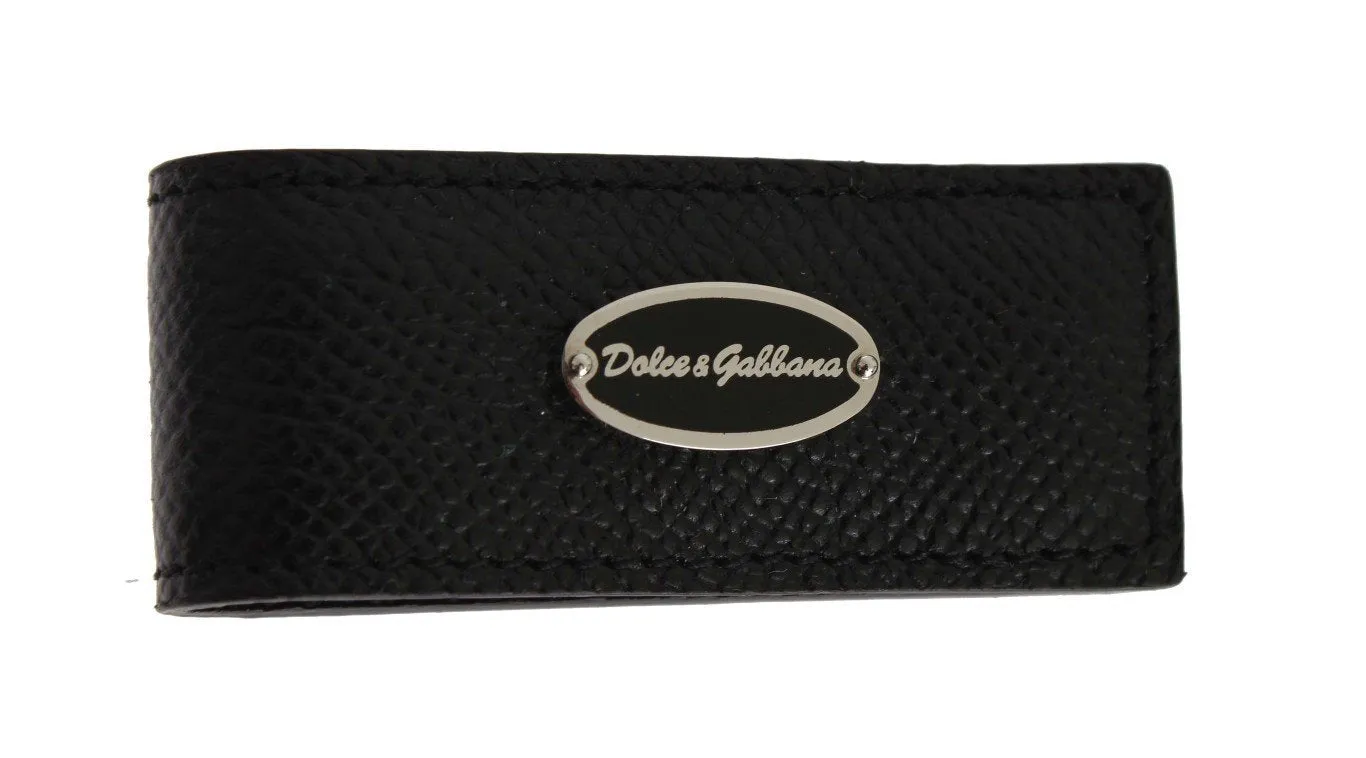 Black Leather Magnet Money Clip