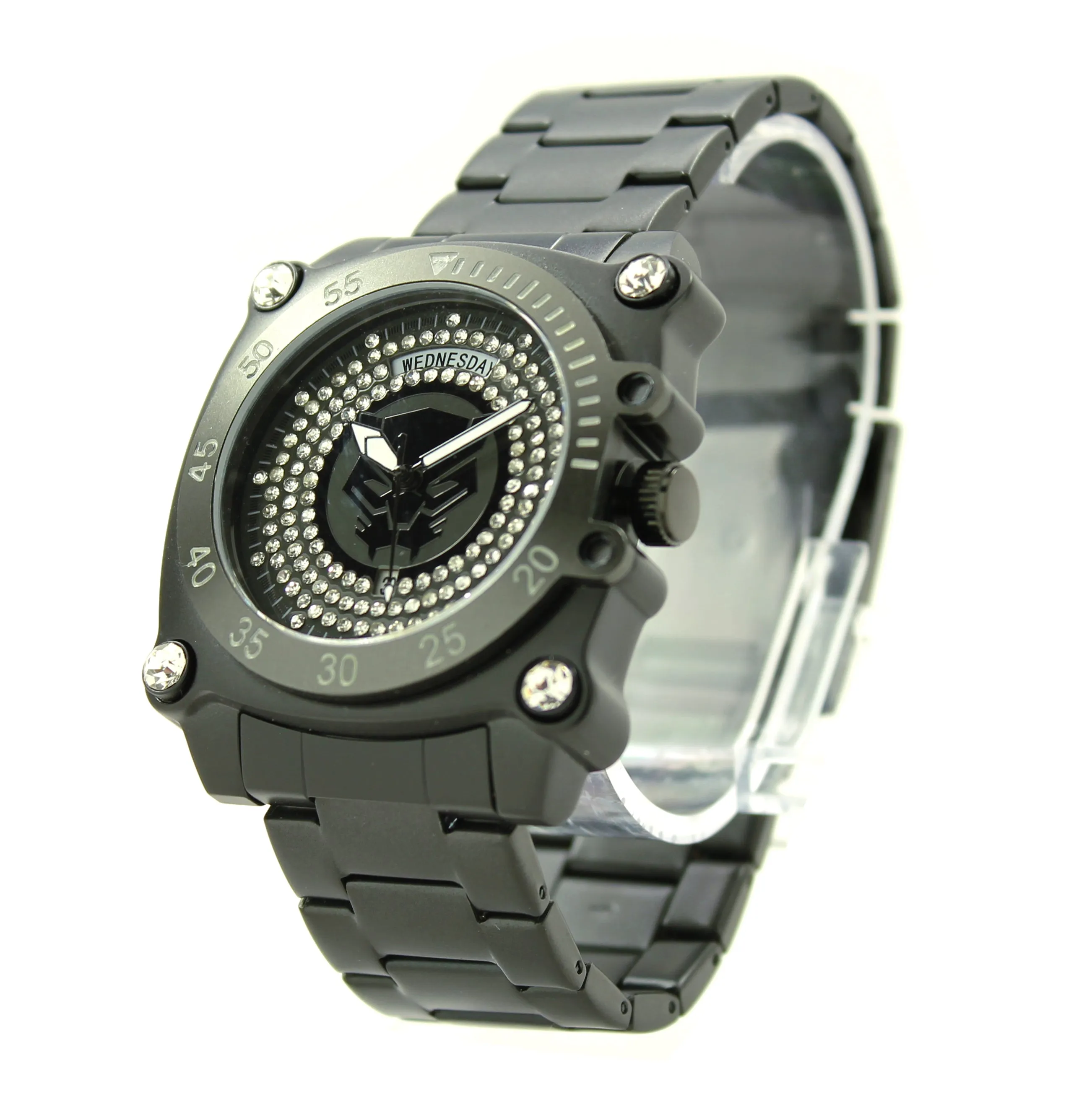 Black Panther Wakanda Forever Stainless Steel Men's Water Resistant Watch Day and Date Movement Watch Marvel Avengers (AVG8011)