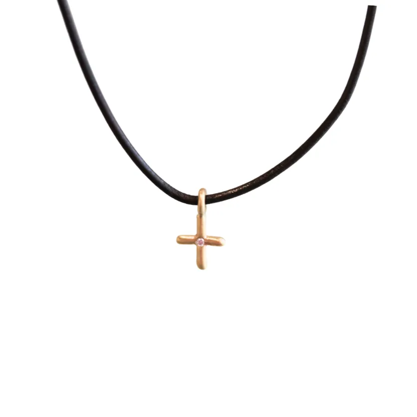 Brown Leather Cross Necklace
