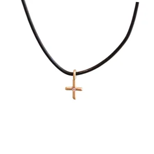 Brown Leather Cross Necklace