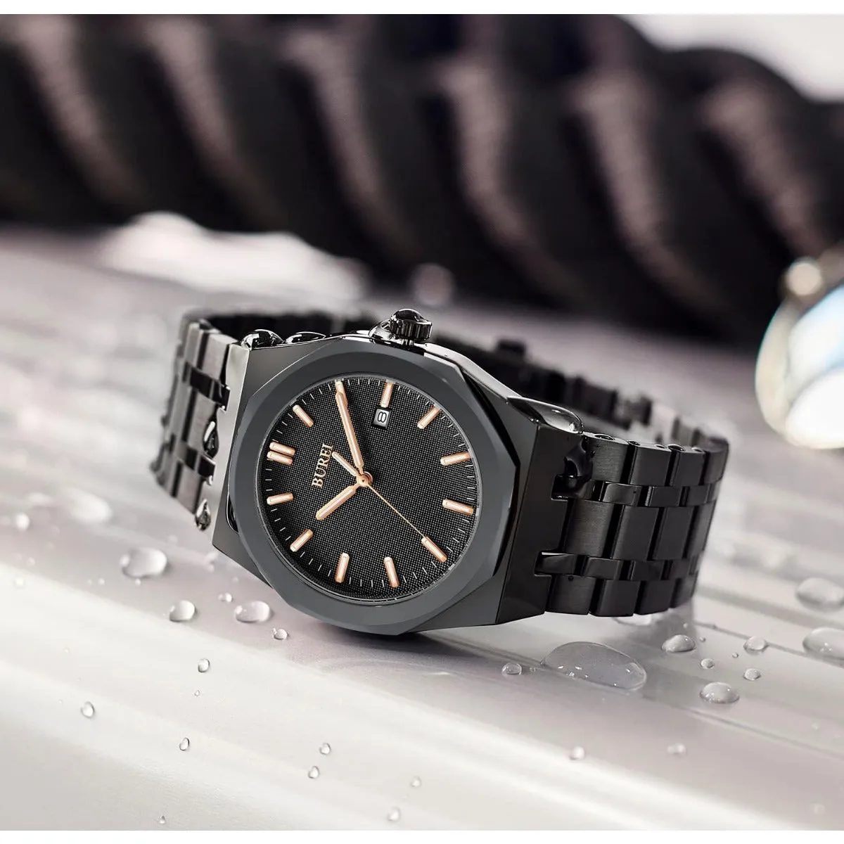 BUREI Fashion Minimalist Business Men's Wrist Watches Stainless Steel Waterproof Quartz Watch for Man