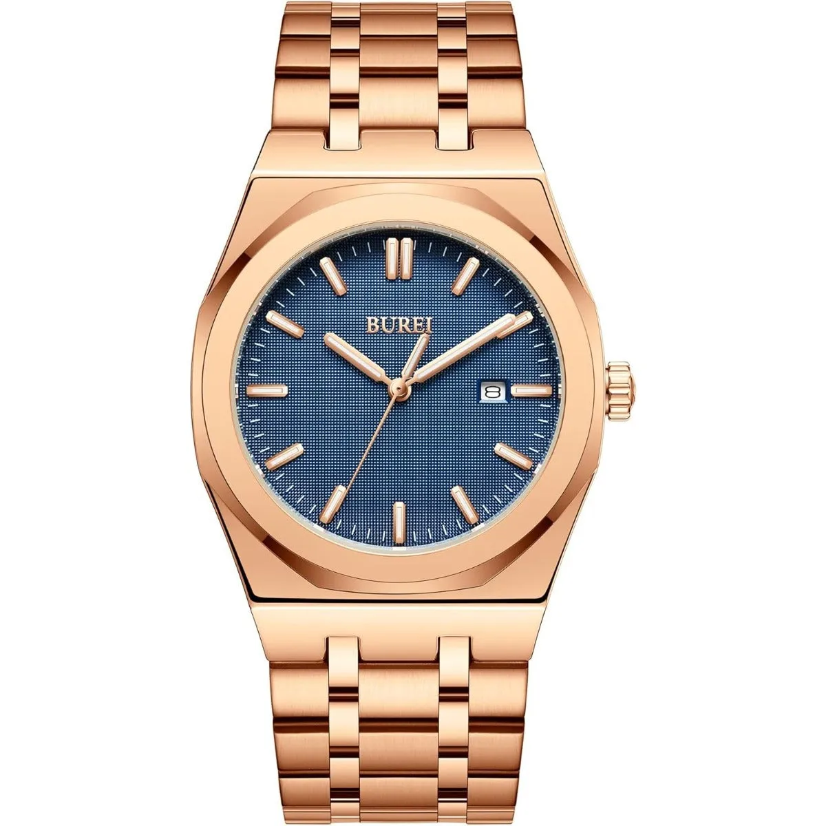 BUREI Fashion Minimalist Business Men's Wrist Watches Stainless Steel Waterproof Quartz Watch for Man