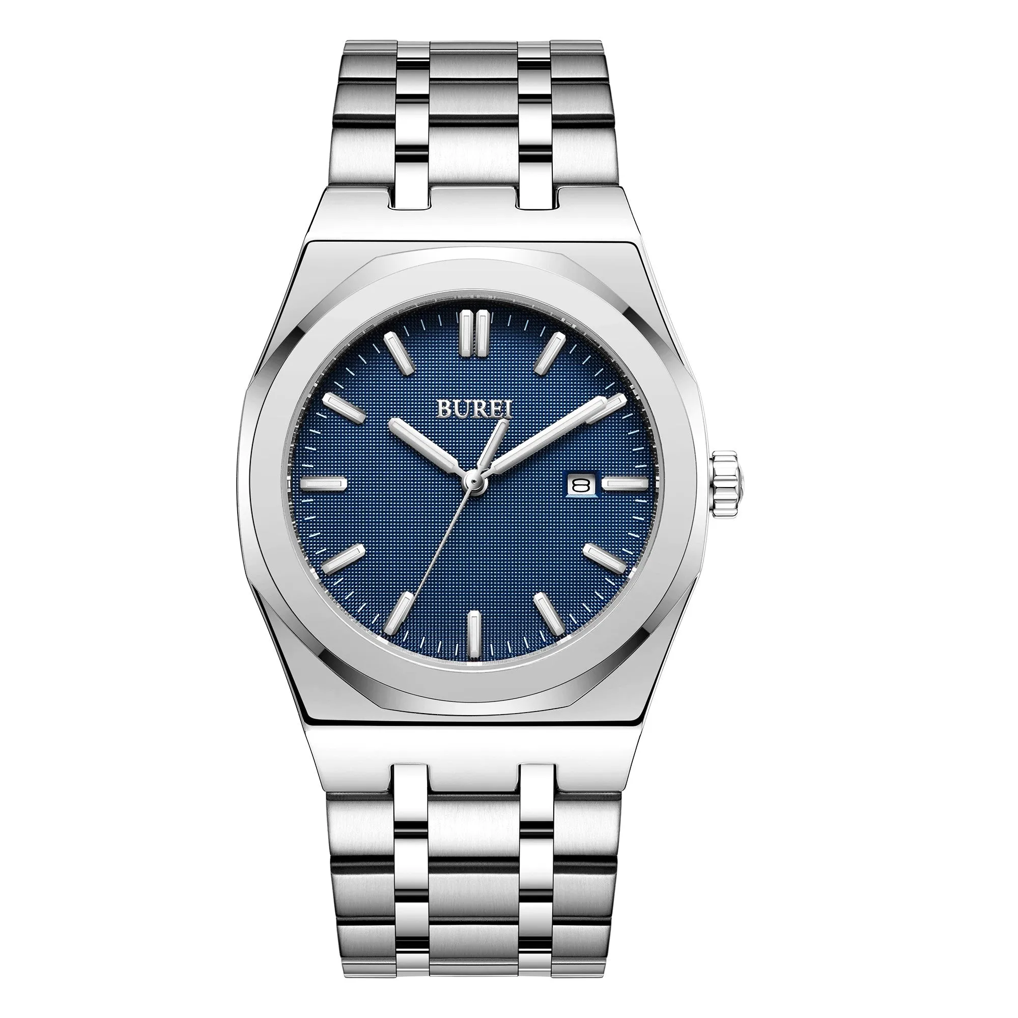 BUREI Fashion Minimalist Business Men's Wrist Watches Stainless Steel Waterproof Quartz Watch for Man