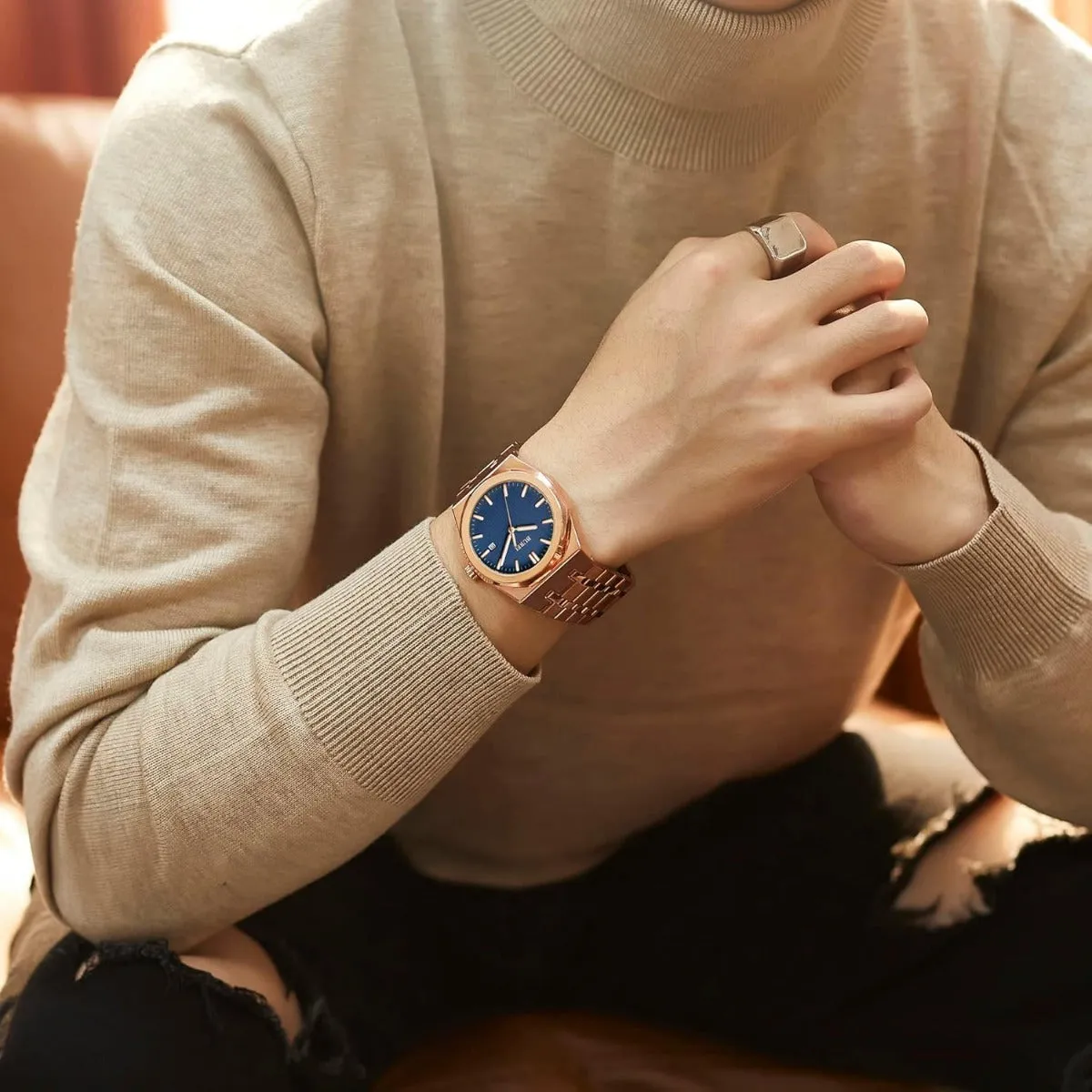 BUREI Fashion Minimalist Business Men's Wrist Watches Stainless Steel Waterproof Quartz Watch for Man