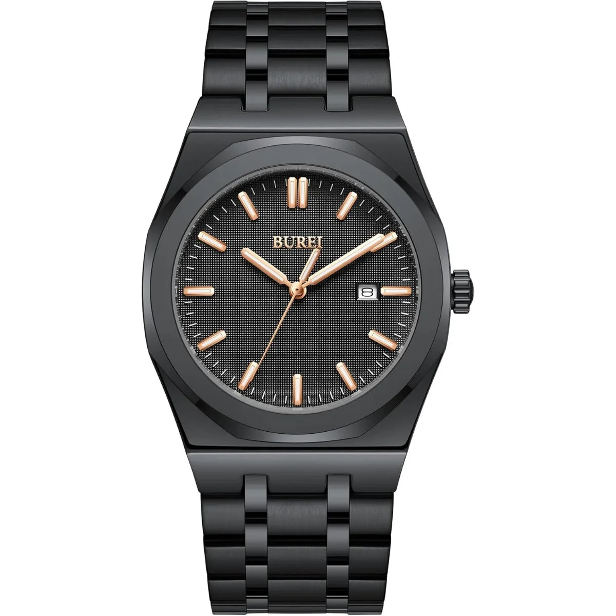 BUREI Fashion Minimalist Business Men's Wrist Watches Stainless Steel Waterproof Quartz Watch for Man