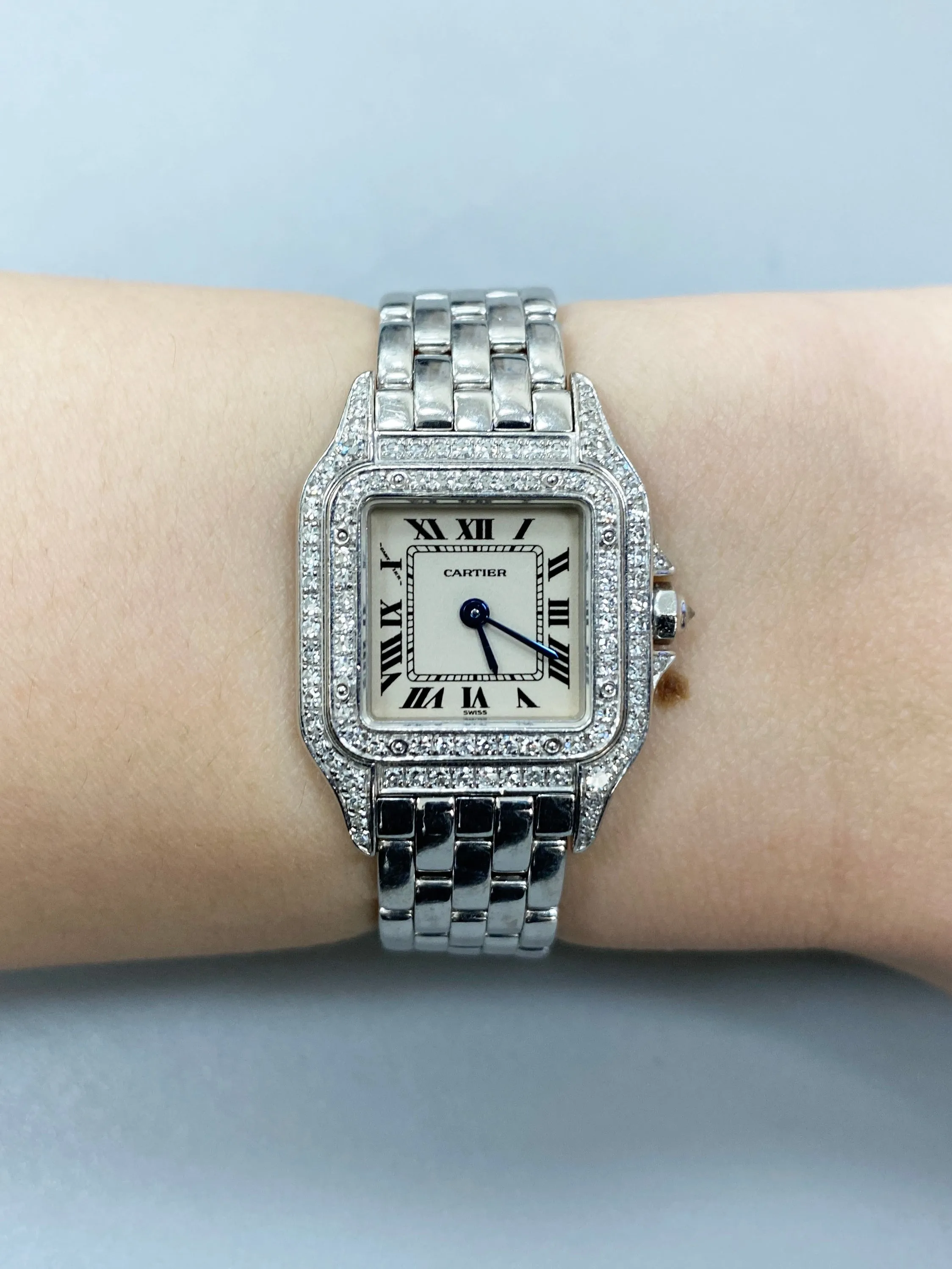 Cartier Panthere W25016F3/1660 18K White Gold & Diamond Ladies Watch