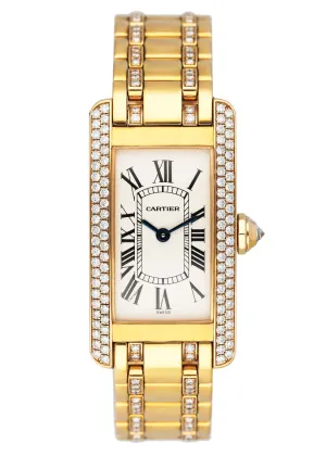 Cartier Tank Americaine WB7012JL Diamond Bezel Ladies Watch