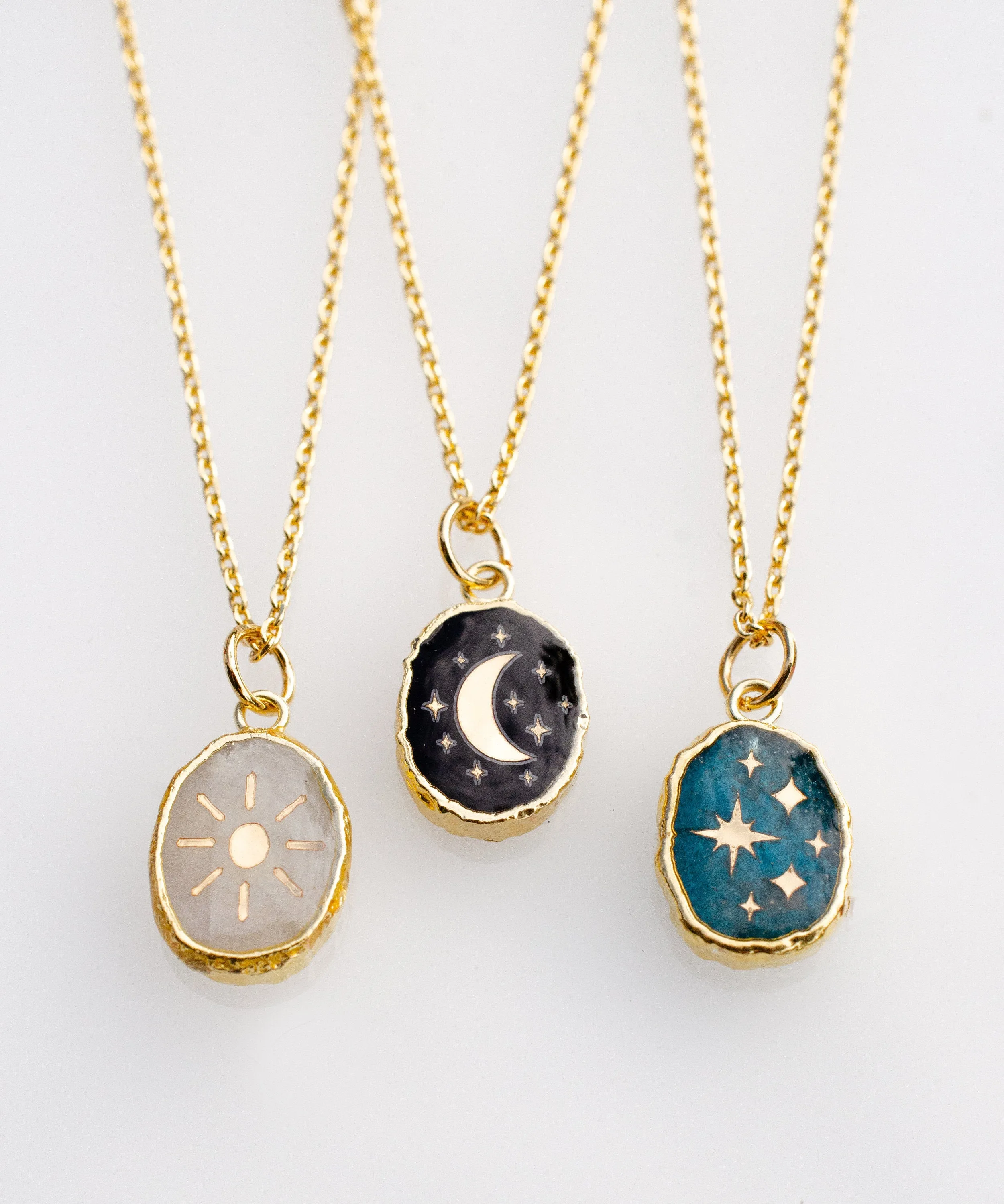 celestial Necklace, Astrology Necklace, Crystal Jewelry, Gold Star Necklace, Moon Pendant, Galaxy Jewelry, Zodiac Necklace, Sun Necklace,