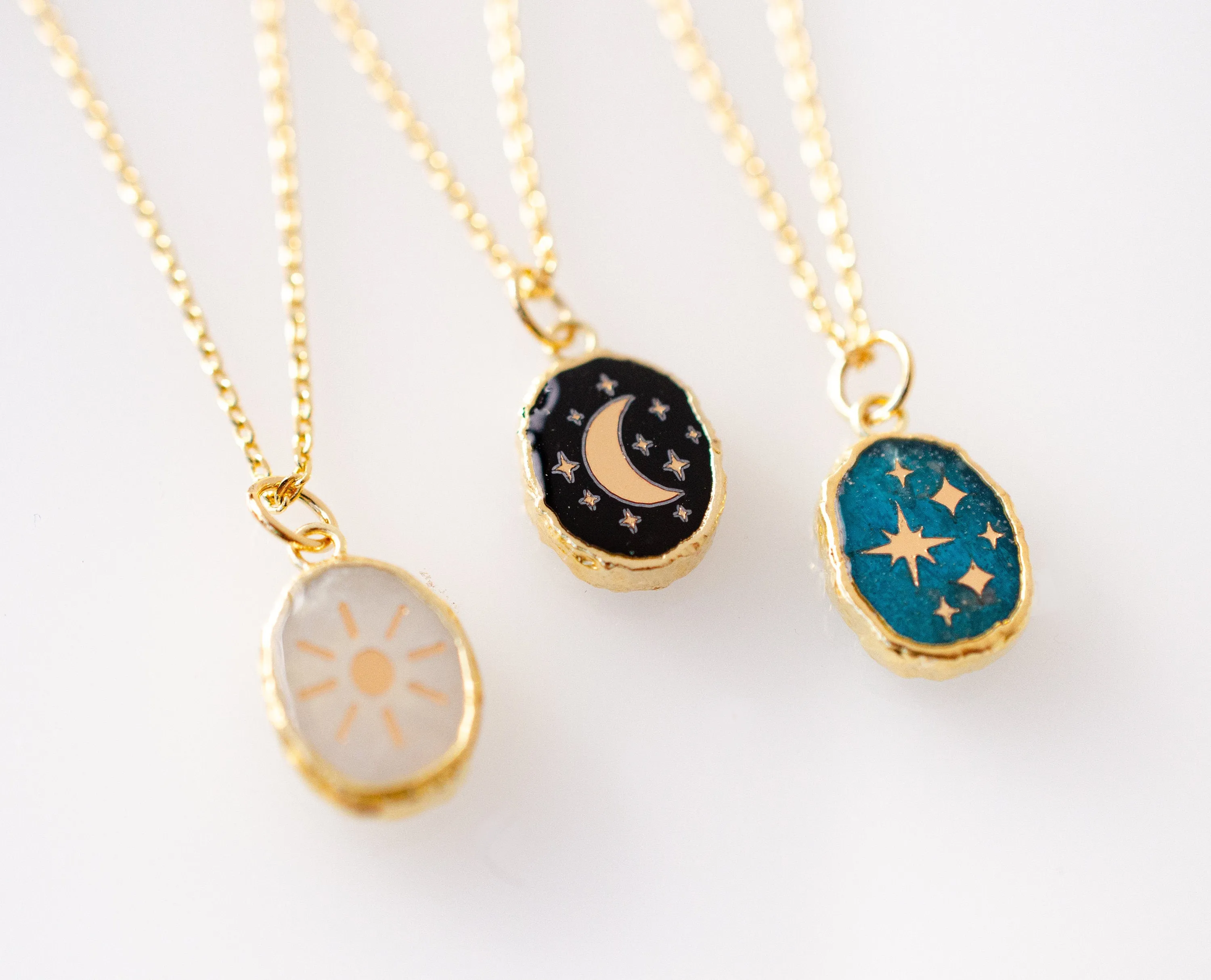 celestial Necklace, Astrology Necklace, Crystal Jewelry, Gold Star Necklace, Moon Pendant, Galaxy Jewelry, Zodiac Necklace, Sun Necklace,
