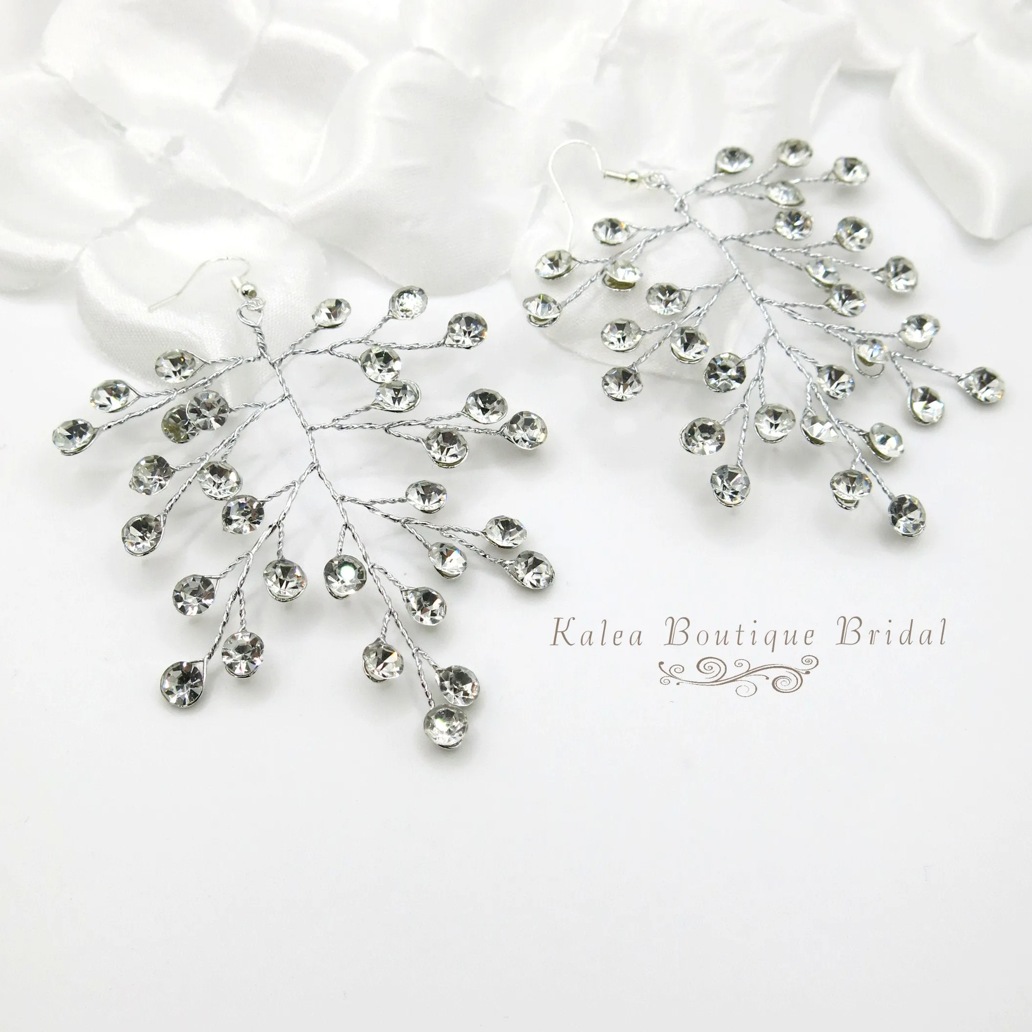 Clear Swarovski Crystal Necklace, Bridal Gem Necklace or Rhinestone Earrings, Prom or Wedding Crystal Necklace