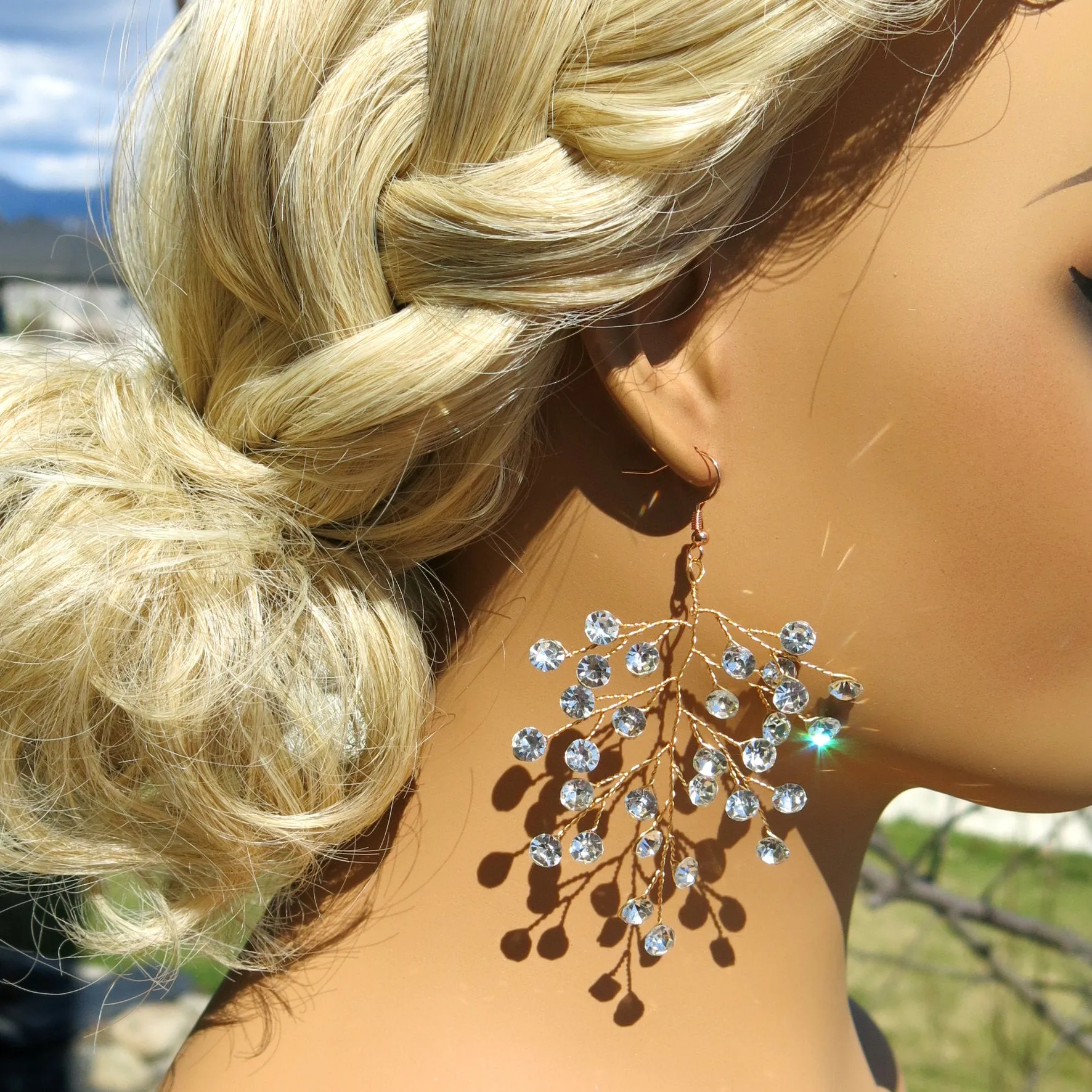 Clear Swarovski Crystal Necklace, Bridal Gem Necklace or Rhinestone Earrings, Prom or Wedding Crystal Necklace