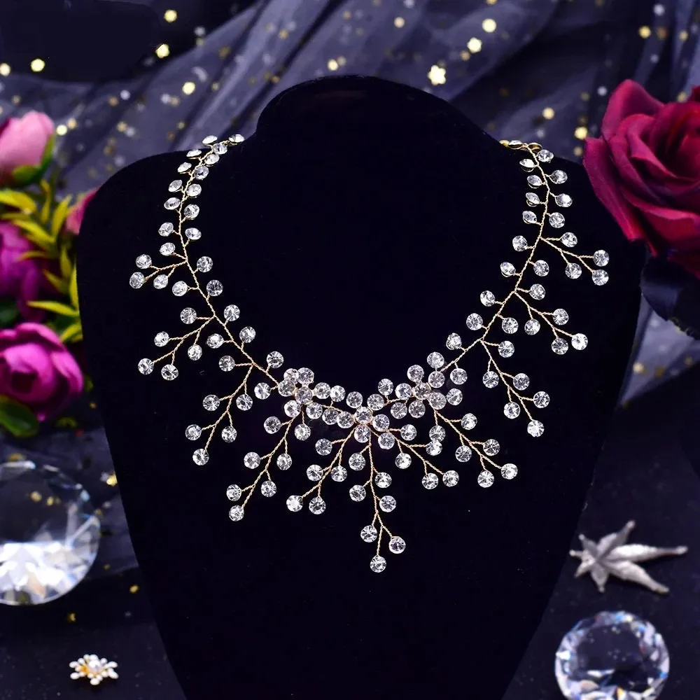 Clear Swarovski Crystal Necklace, Bridal Gem Necklace or Rhinestone Earrings, Prom or Wedding Crystal Necklace