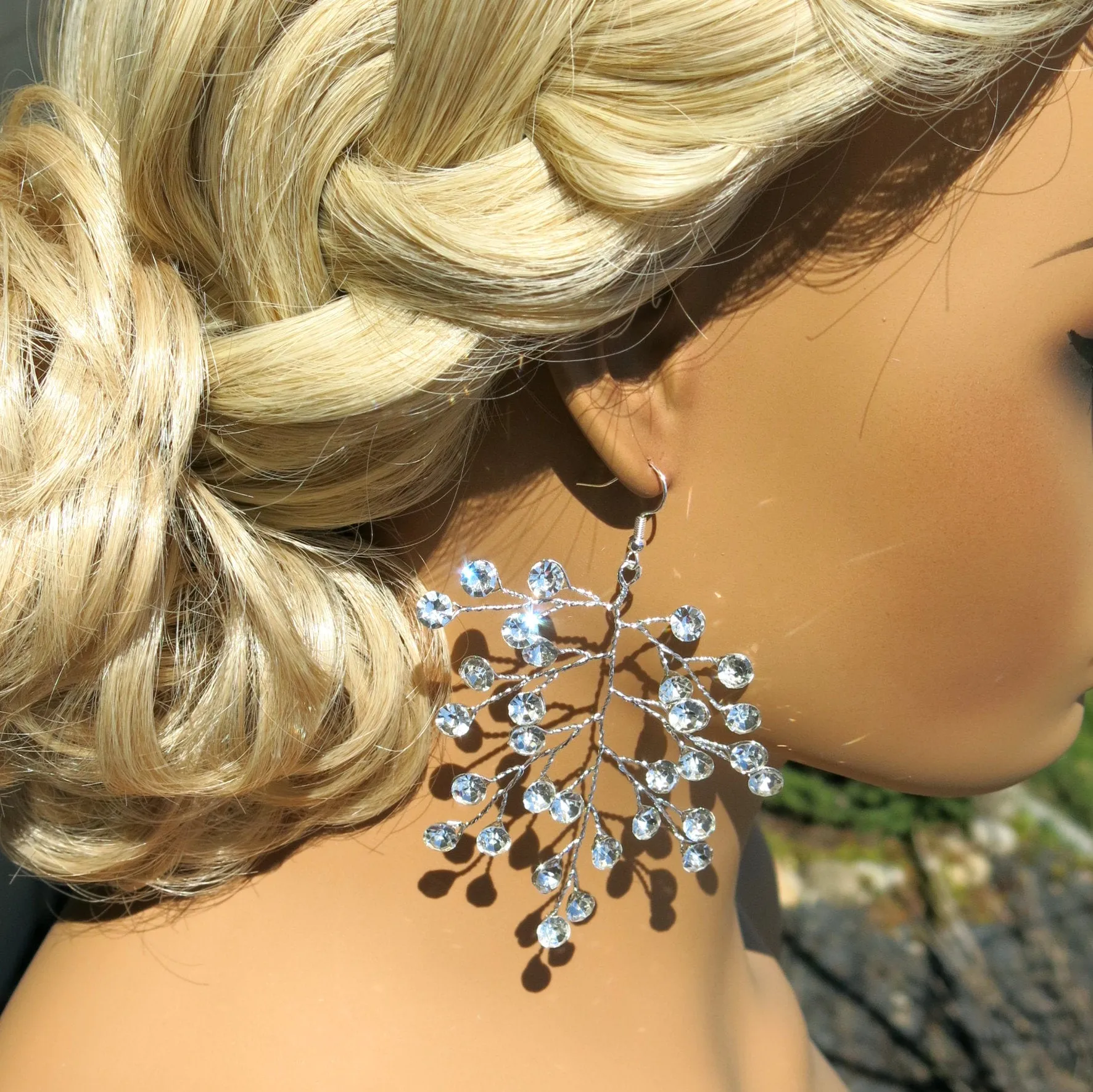 Clear Swarovski Crystal Necklace, Bridal Gem Necklace or Rhinestone Earrings, Prom or Wedding Crystal Necklace