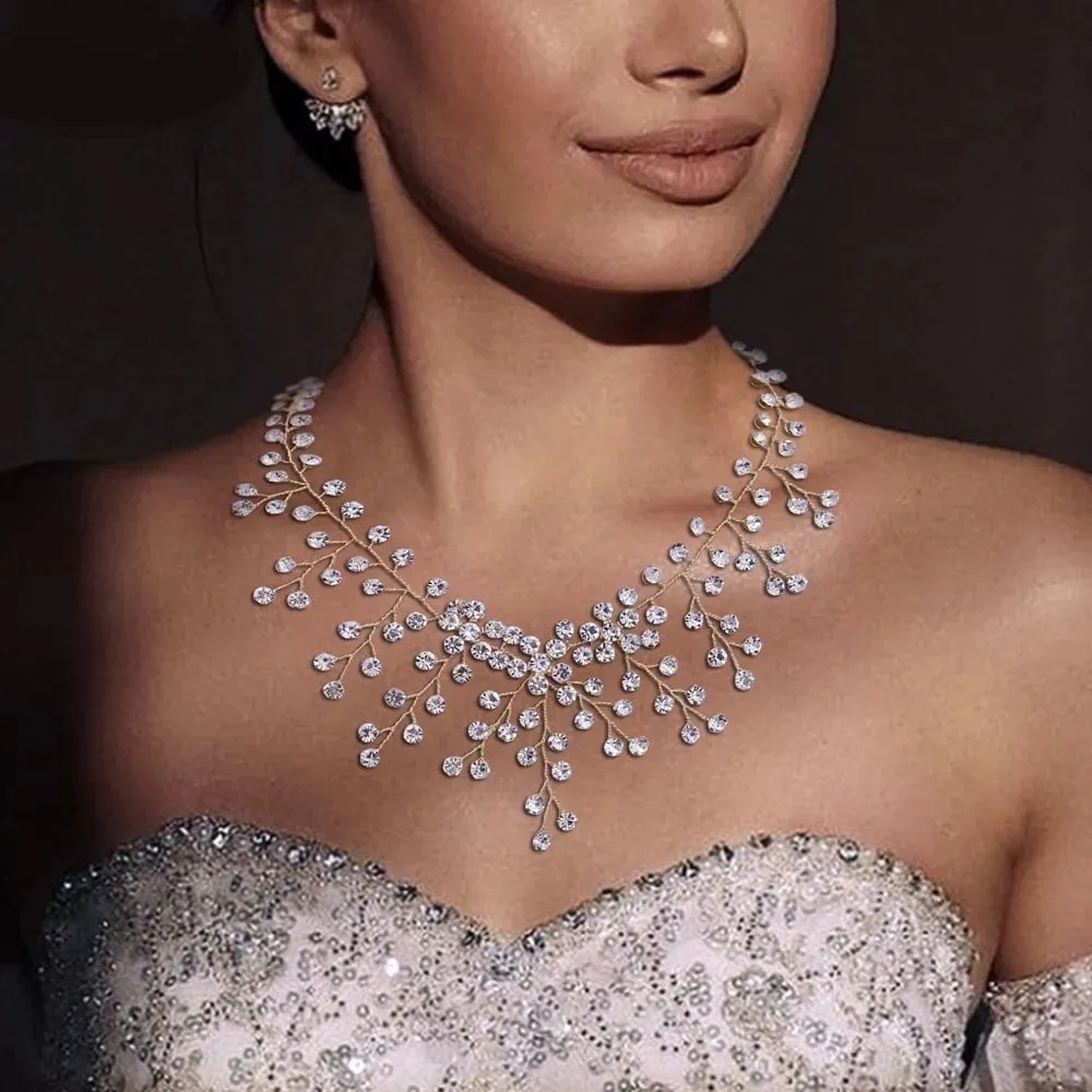 Clear Swarovski Crystal Necklace, Bridal Gem Necklace or Rhinestone Earrings, Prom or Wedding Crystal Necklace