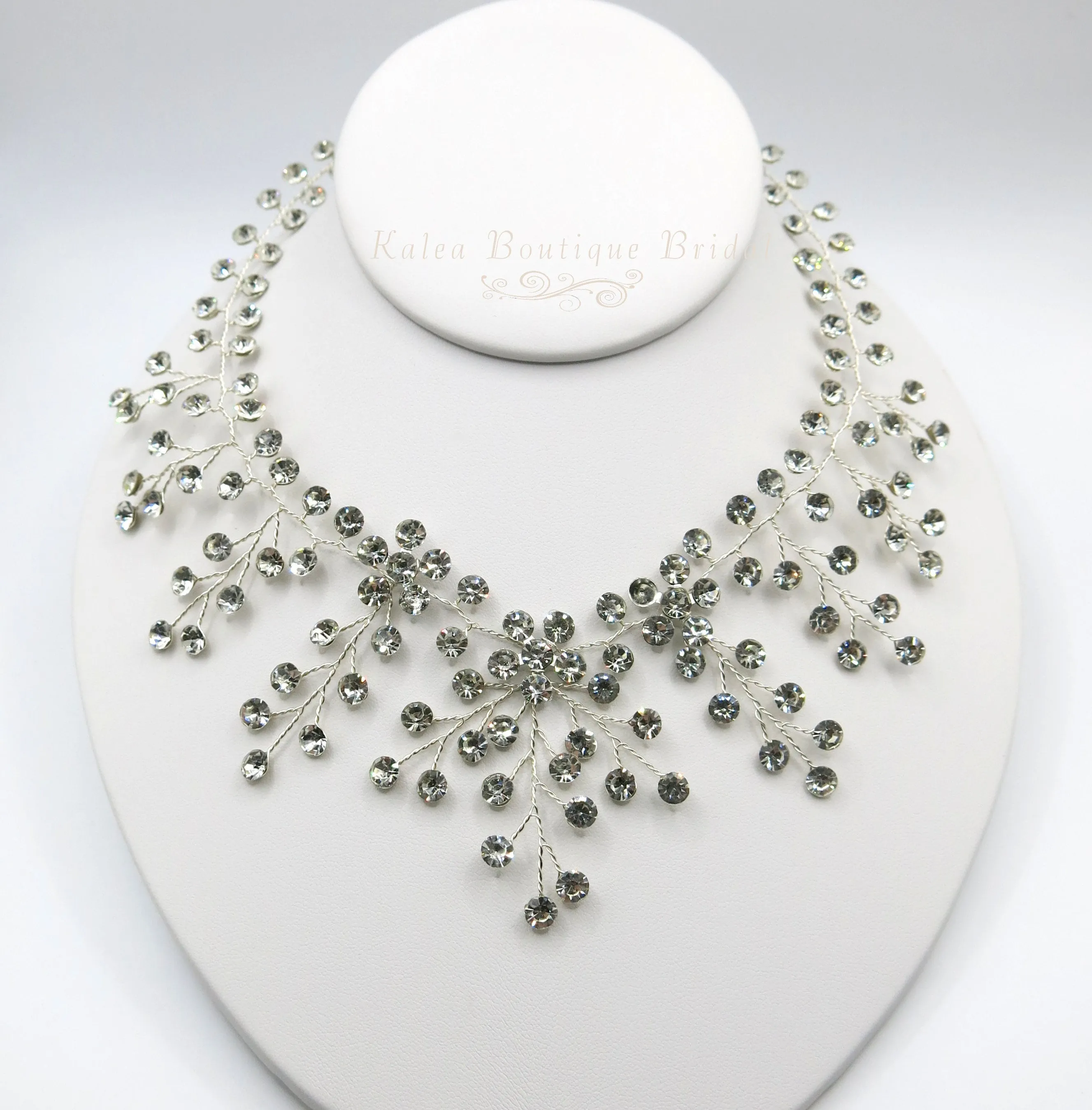 Clear Swarovski Crystal Necklace, Bridal Gem Necklace or Rhinestone Earrings, Prom or Wedding Crystal Necklace
