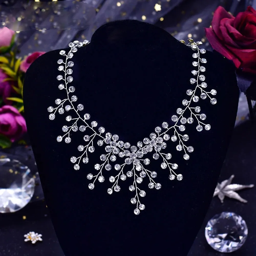 Clear Swarovski Crystal Necklace, Bridal Gem Necklace or Rhinestone Earrings, Prom or Wedding Crystal Necklace