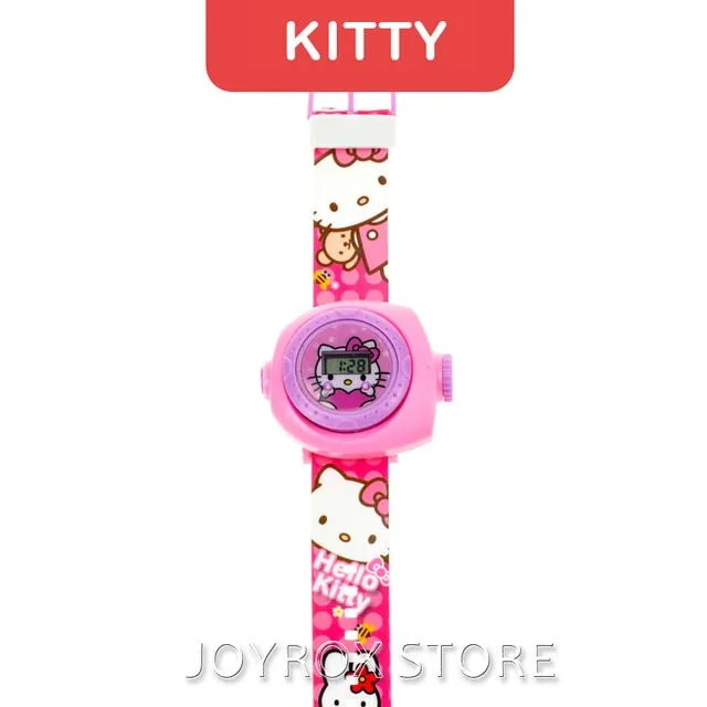 Creative Cartoon Reflection Iron Kitty Children Watches Boys Silicone Strap Digital Wristwatch 2019 Hot Girls Kids Gifts Clock