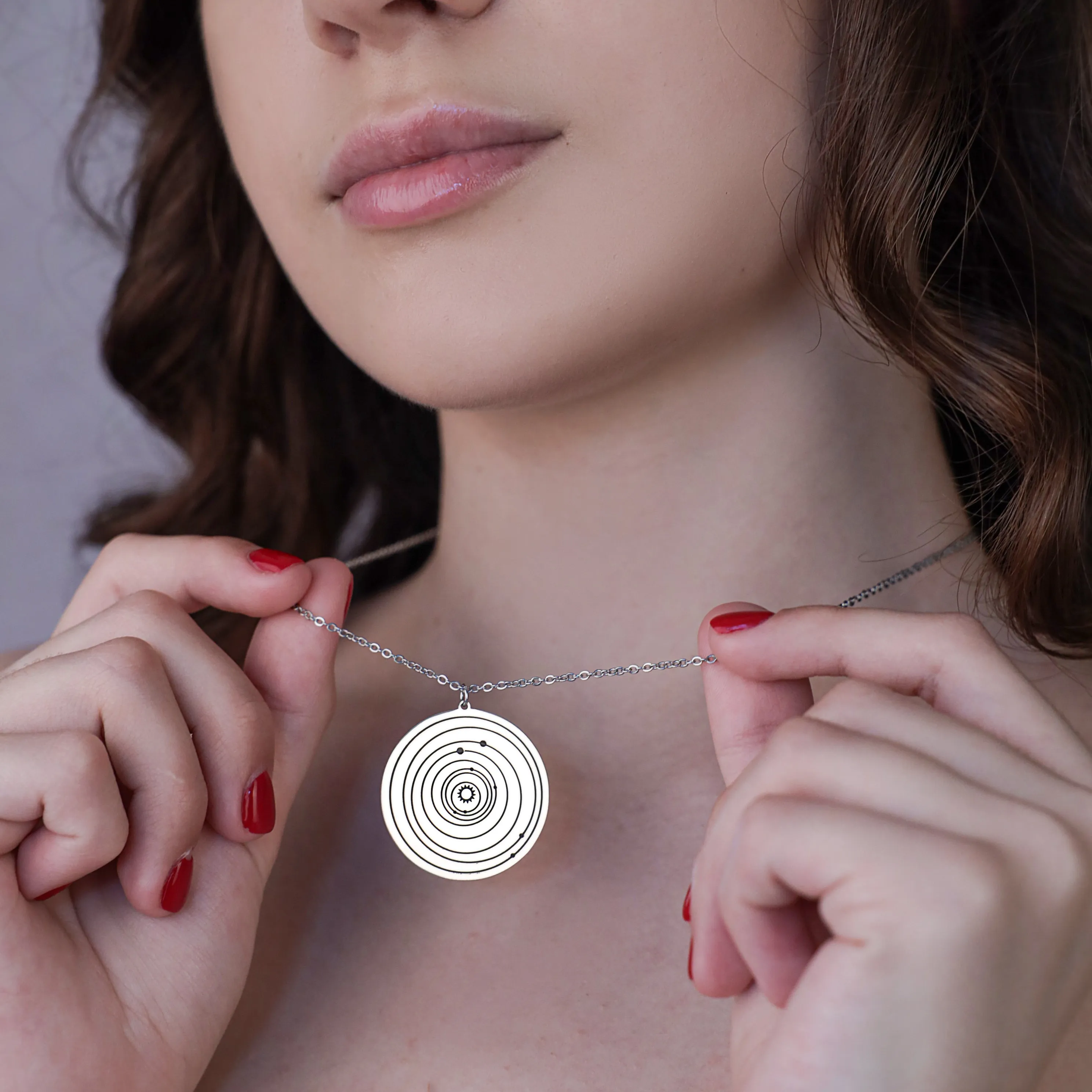 Custom Solar System Necklace in Sterling Silver
