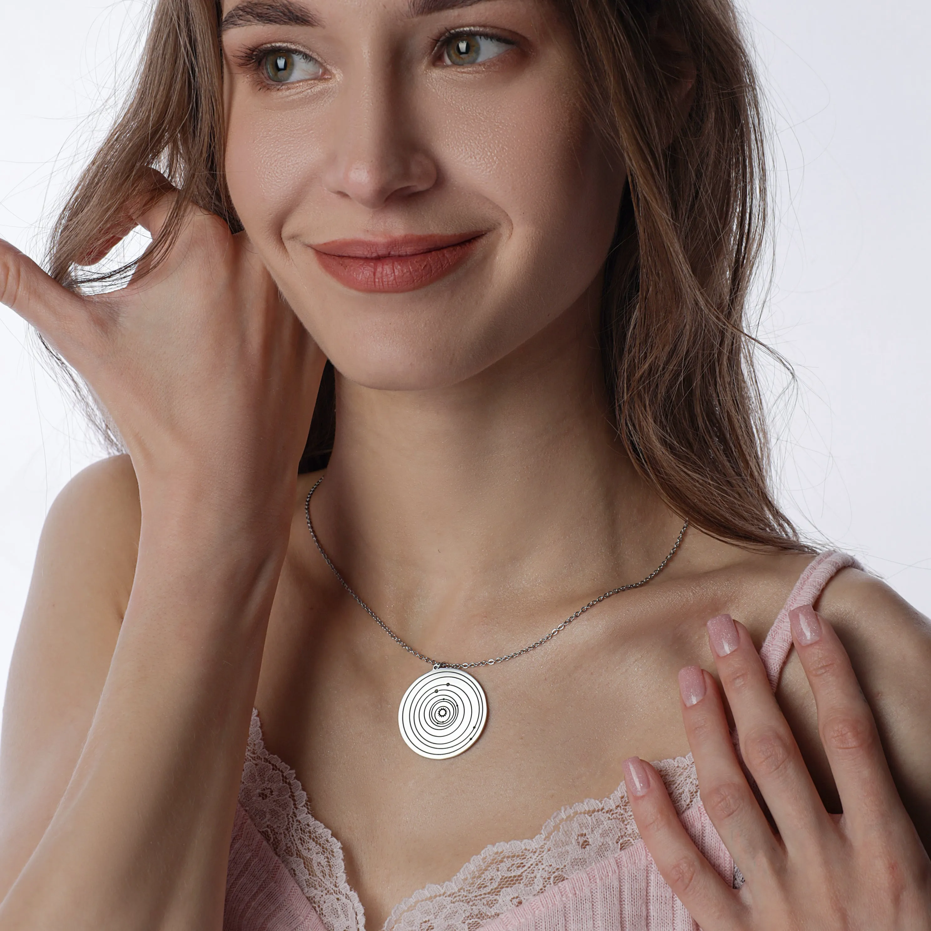 Custom Solar System Necklace in Sterling Silver