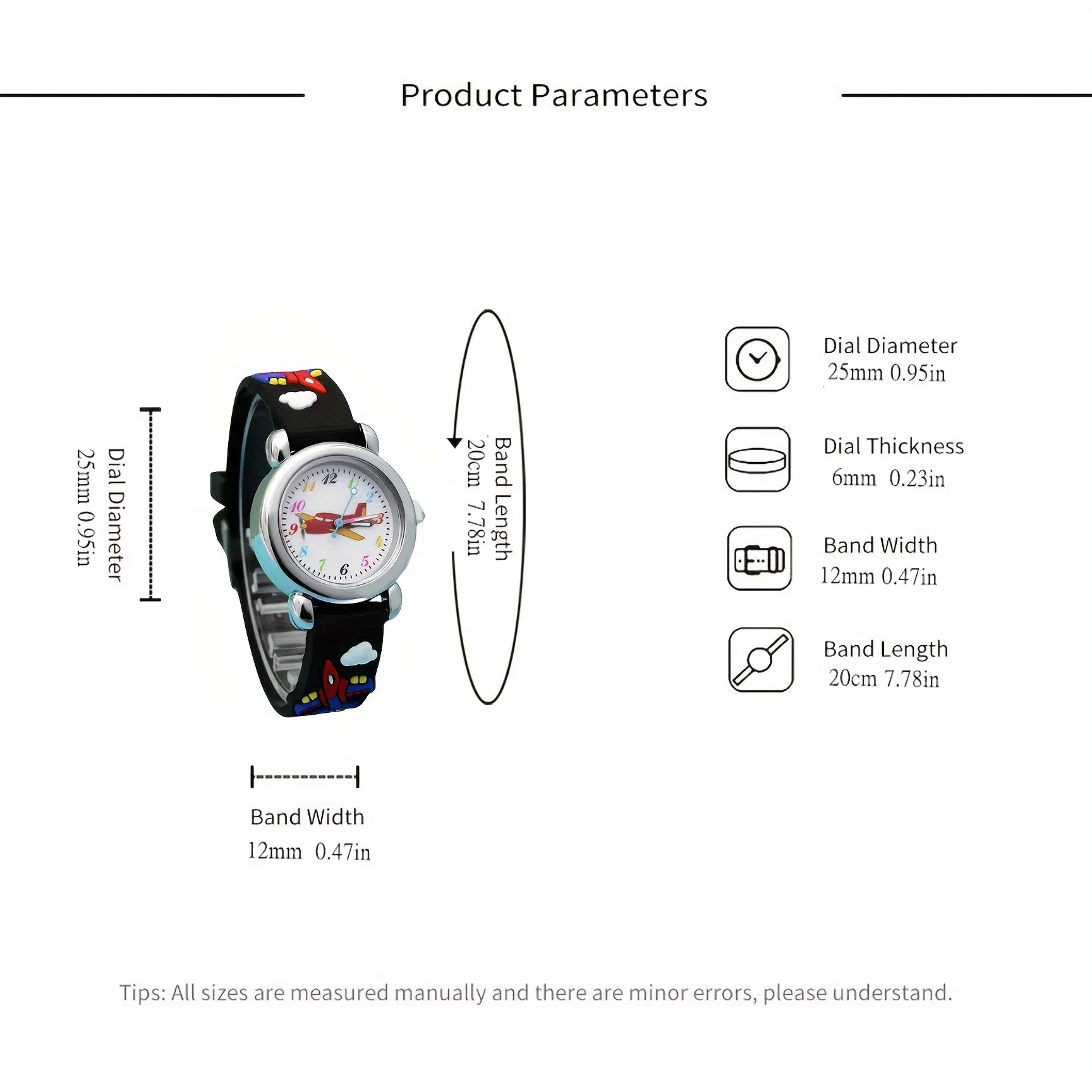 Cute Cartoon 3D Airplane Boys Silicone Quartz Watch, FS