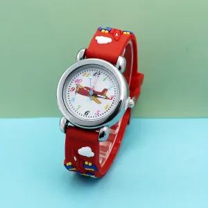 Cute Cartoon 3D Airplane Boys Silicone Quartz Watch, FS