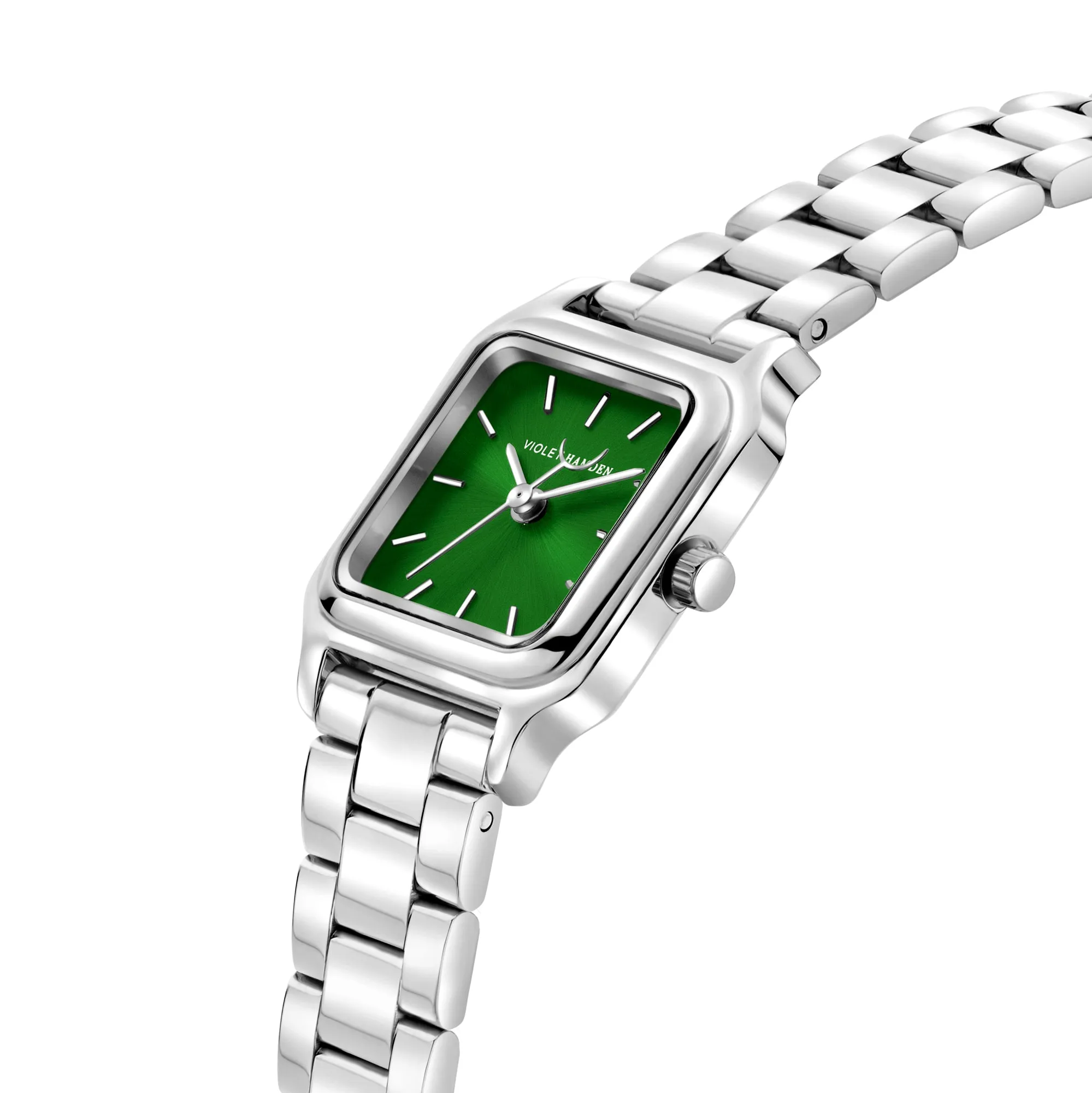 Dawn Base square ladies watch silver coloured and green