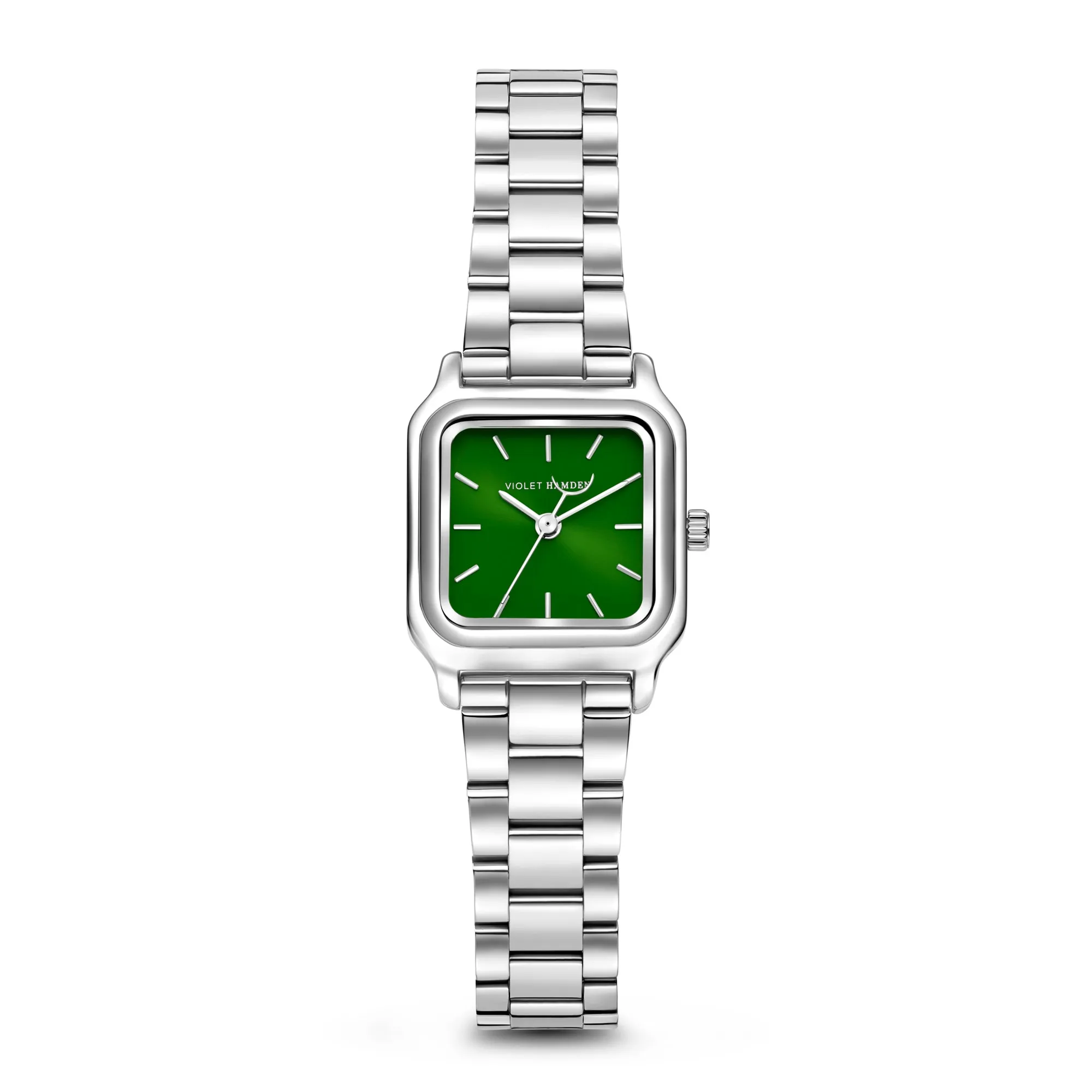 Dawn Base square ladies watch silver coloured and green