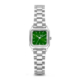 Dawn Base square ladies watch silver coloured and green
