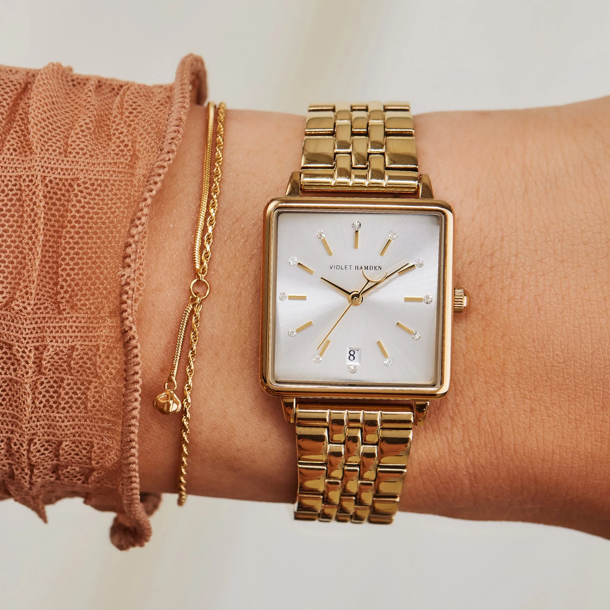 Dawn square ladies watch gold coloured