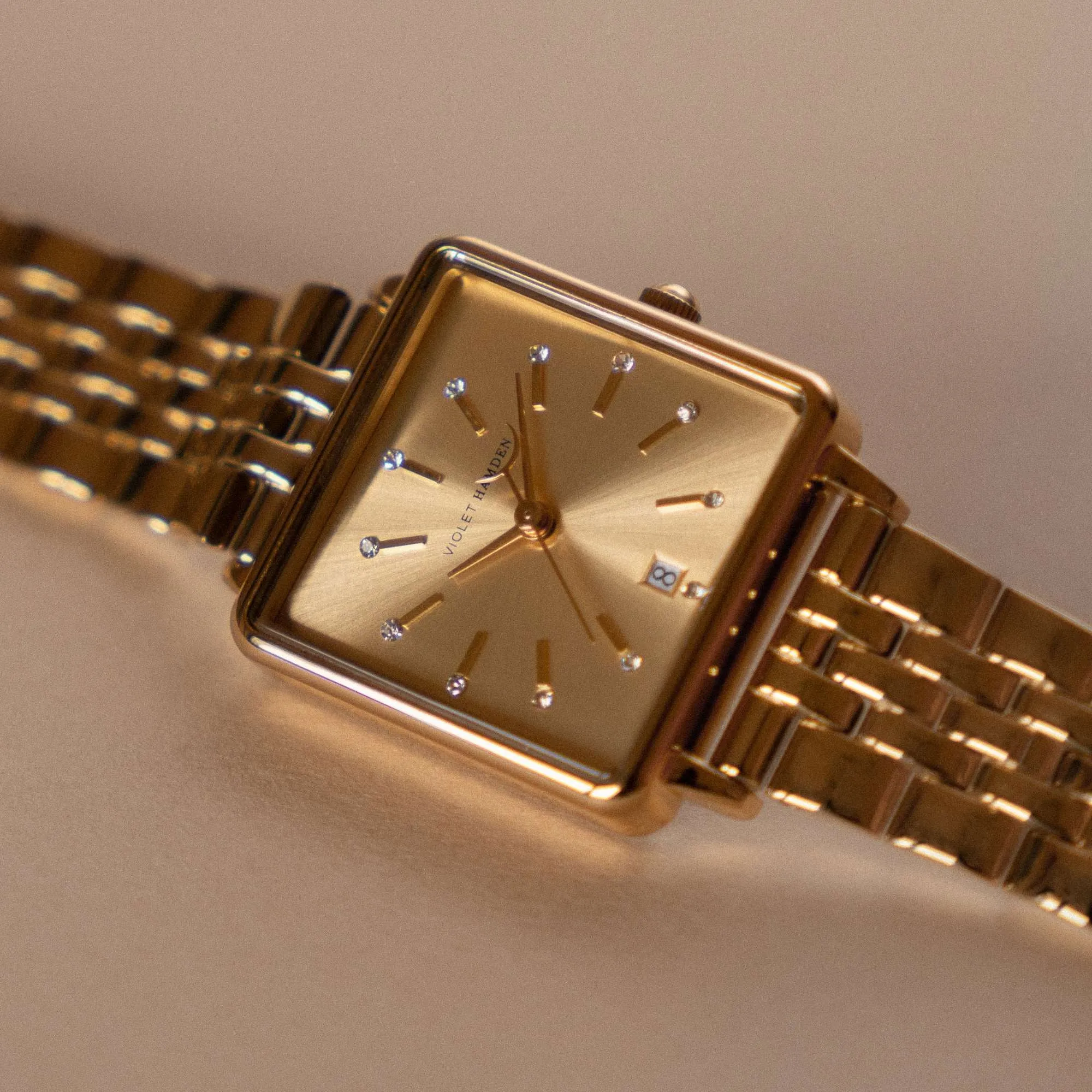Dawn square ladies watch gold coloured