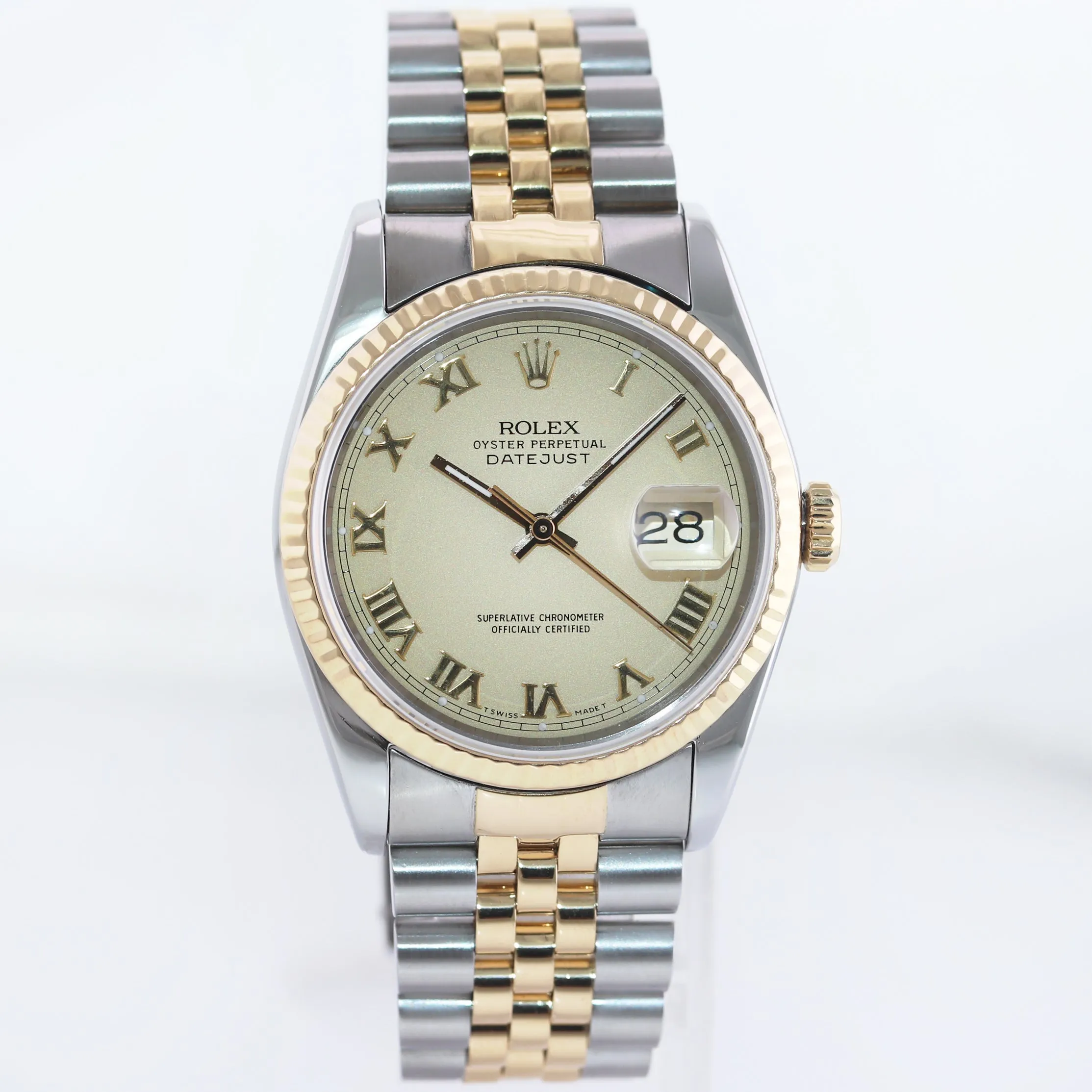DIAMOND BEZEL Rolex DateJust 16233 Two-Tone 18K Yellow Gold MOP Jubilee Watch
