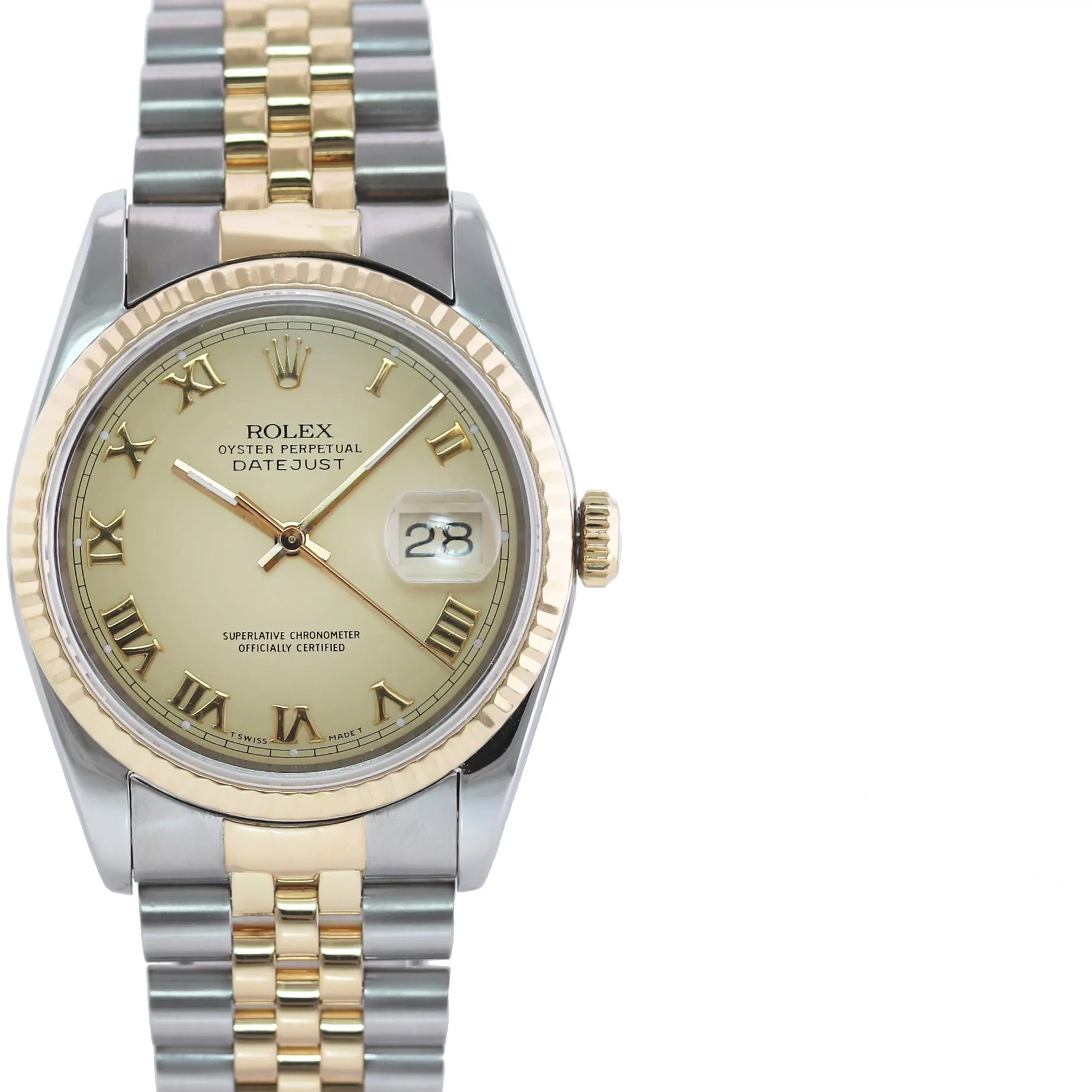 DIAMOND BEZEL Rolex DateJust 16233 Two-Tone 18K Yellow Gold MOP Jubilee Watch