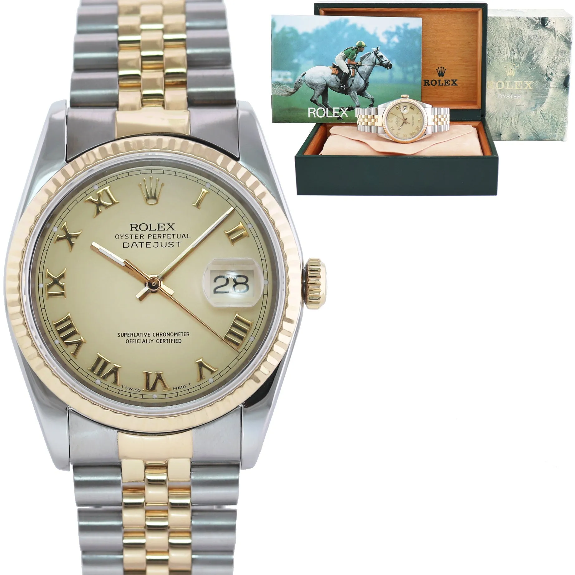 DIAMOND BEZEL Rolex DateJust 16233 Two-Tone 18K Yellow Gold MOP Jubilee Watch