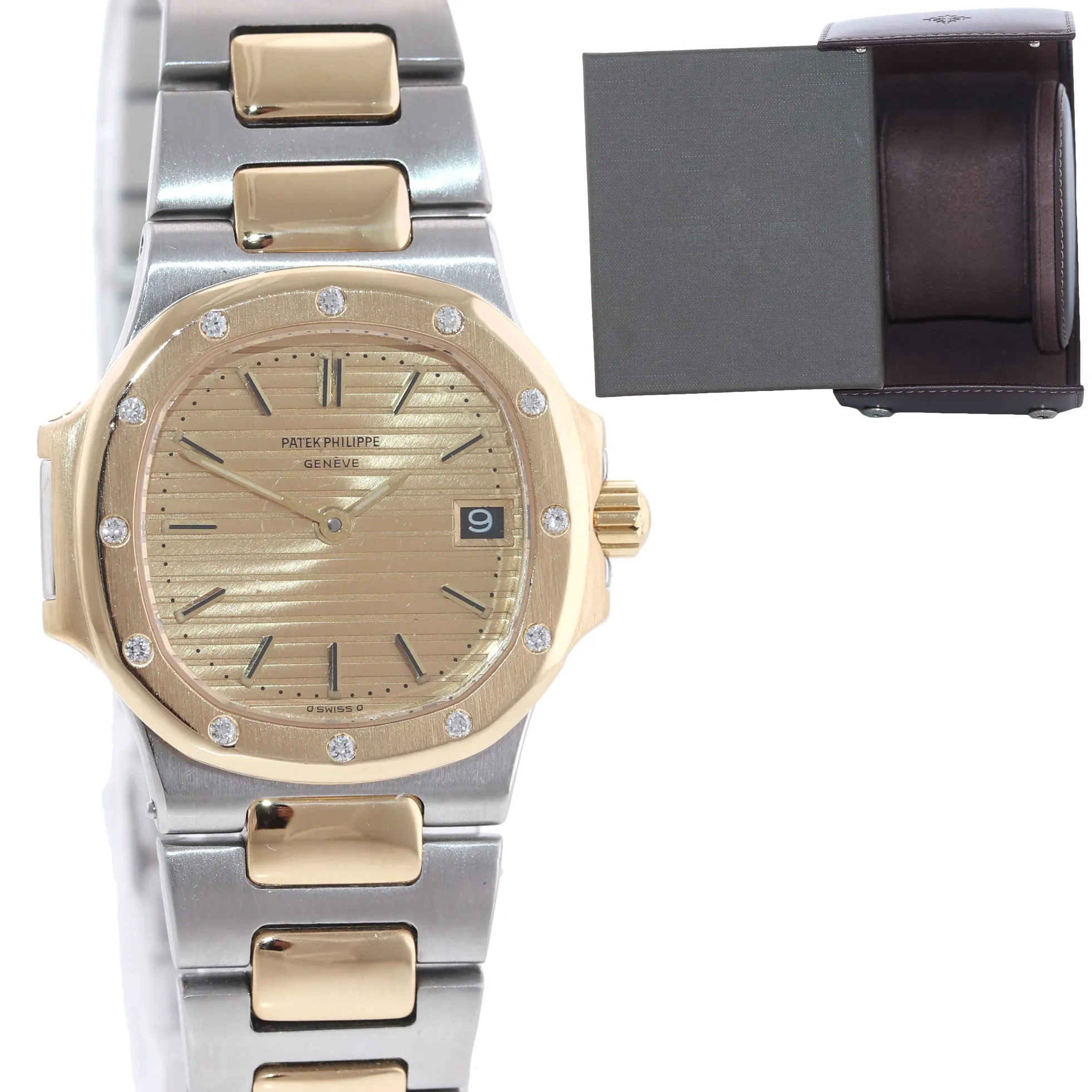 Diamond Ladies Patek Philippe Nautilus 4700 Yellow Gold Two Tone Watch