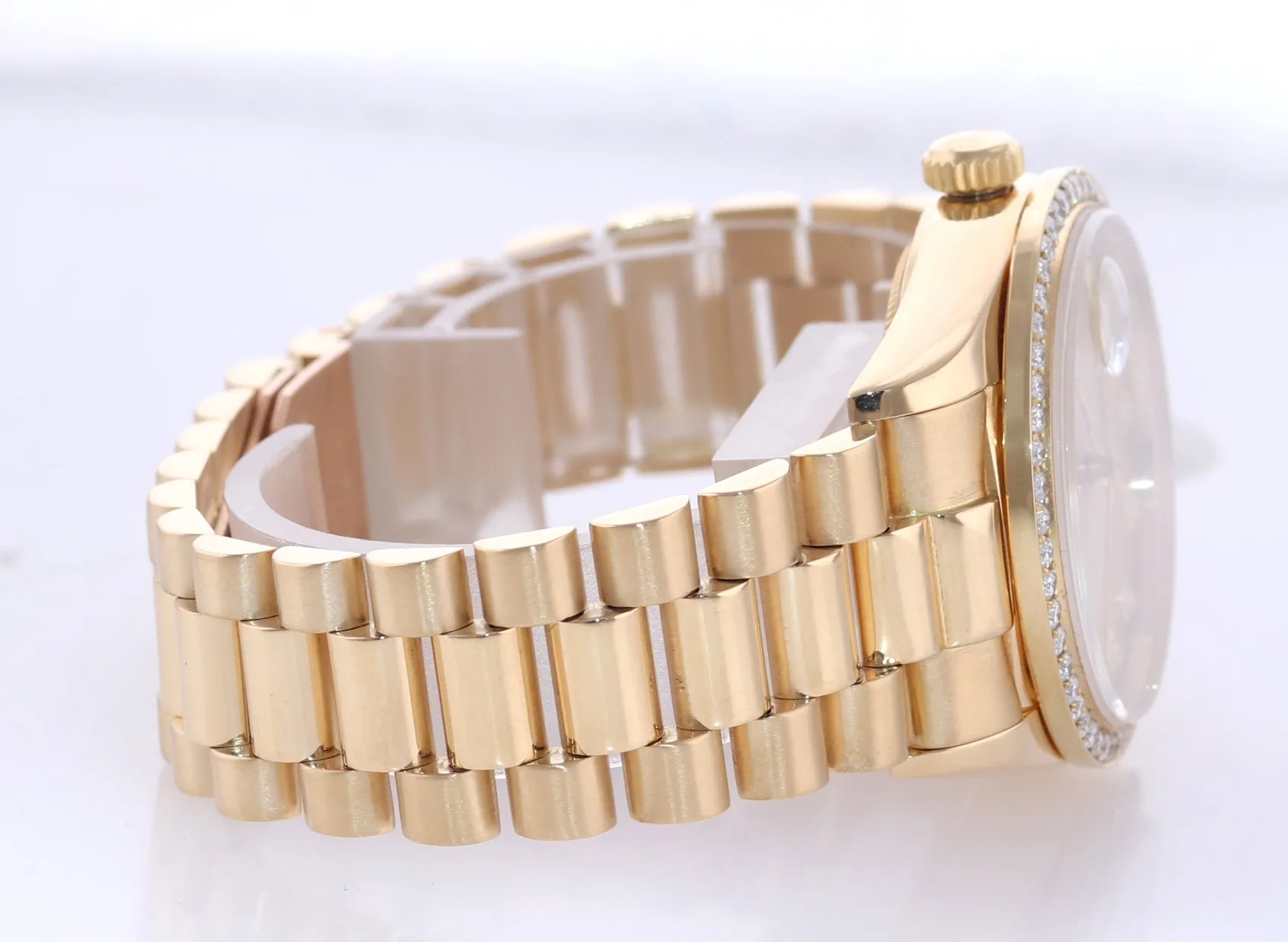 DIAMOND Rolex President Day Date Champagne 18038 Quick Yellow Gold Watch