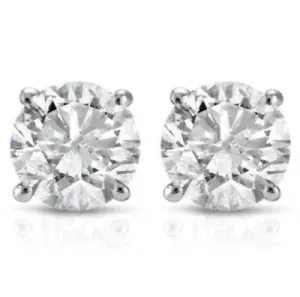Diamond Studs Earrings 0.80 Carat 14k White Gold Push Back Natural Round Cut 4MM